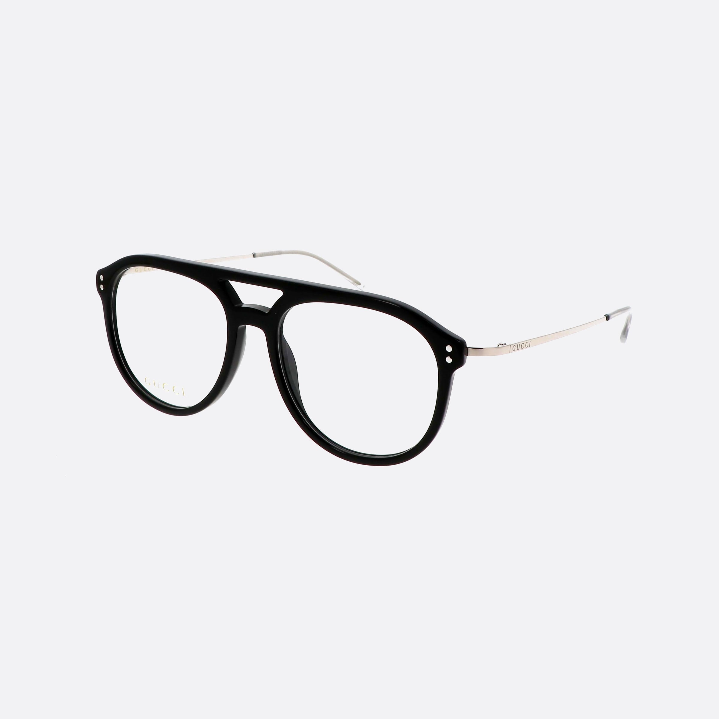 Gucci 53mm Lettering Blsl Black Pilot Man Eyeglasses - Main View