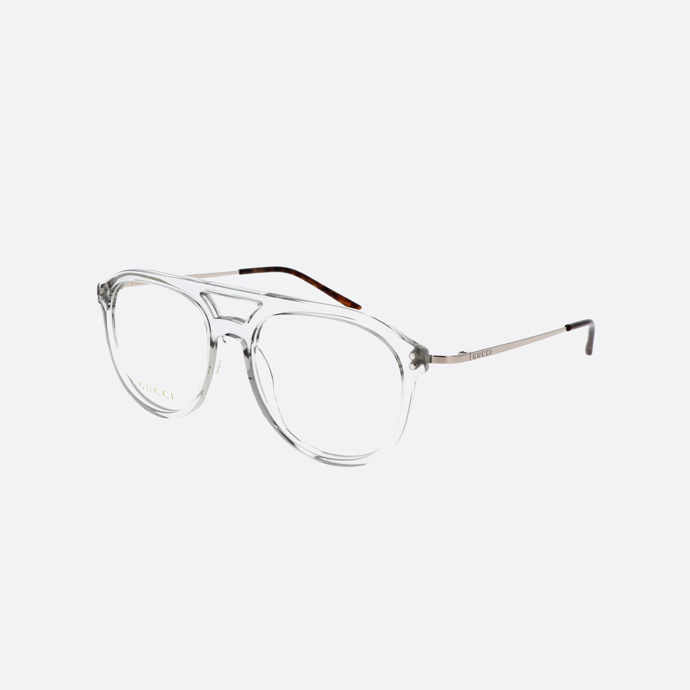 Gucci 53mm Lettering Grey Pilot Man Eyeglasses - Main View
