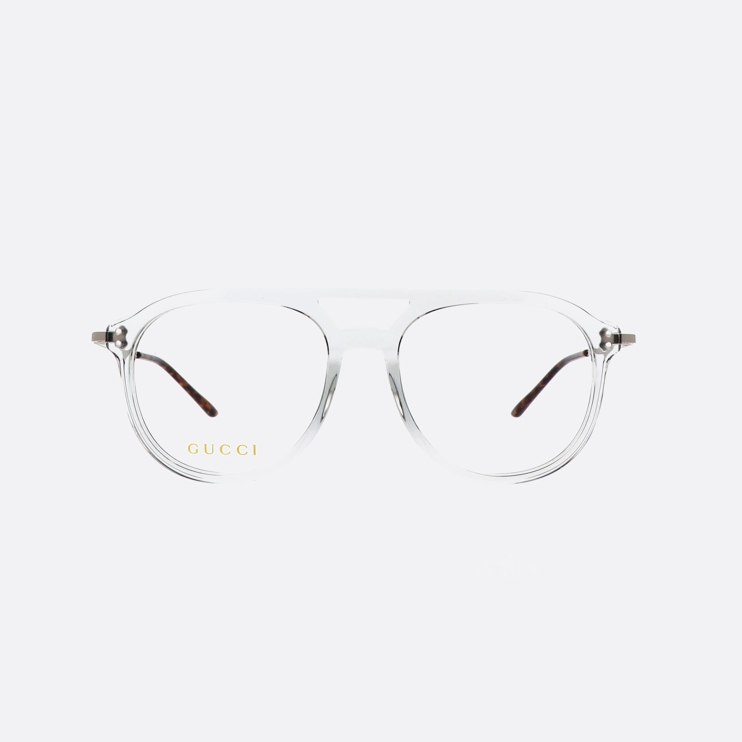 Gucci 53mm Lettering Grey Pilot Man Eyeglasses - Side View