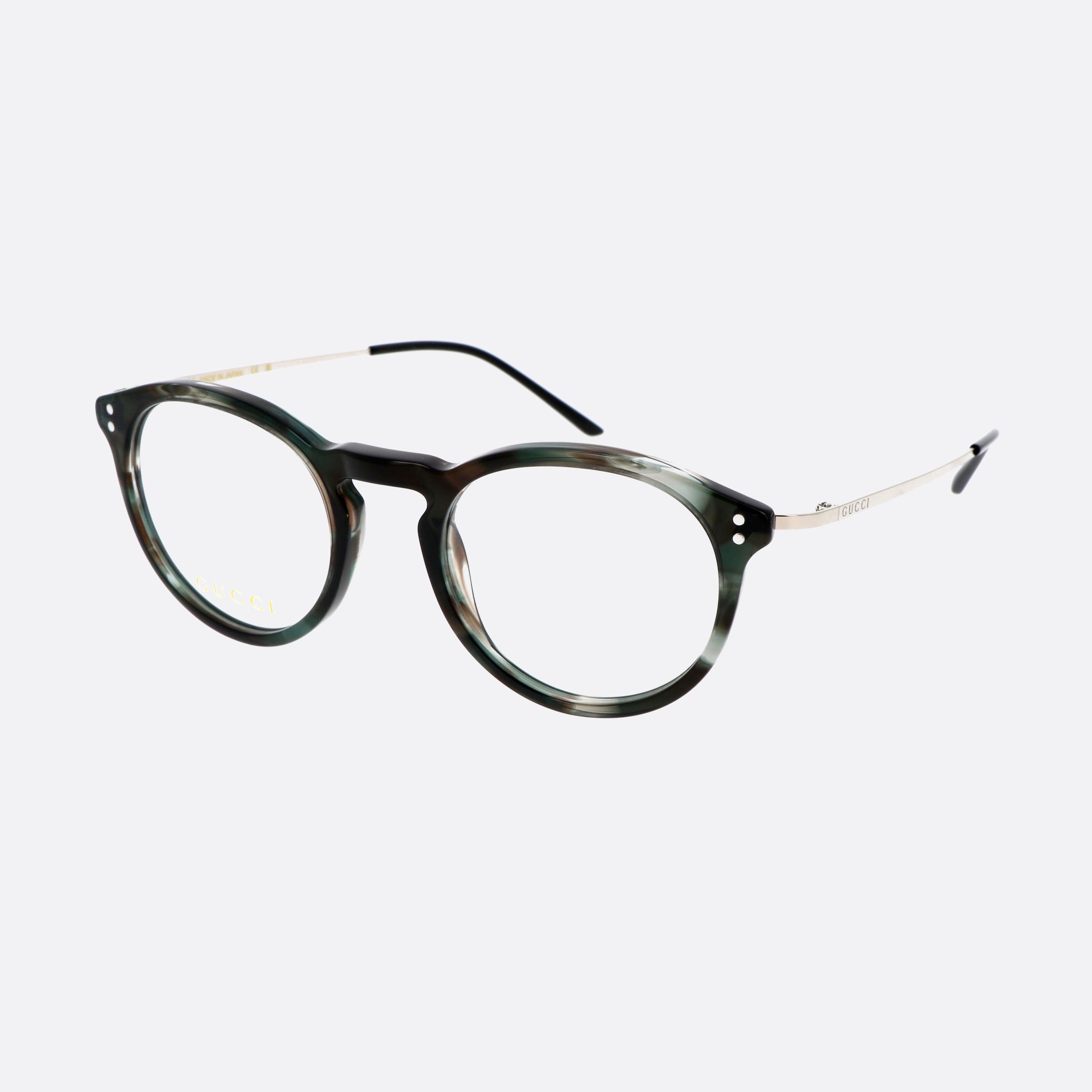 Gucci 48mm Lettering Grhvn Havana Round Man Eyeglasses - Main View