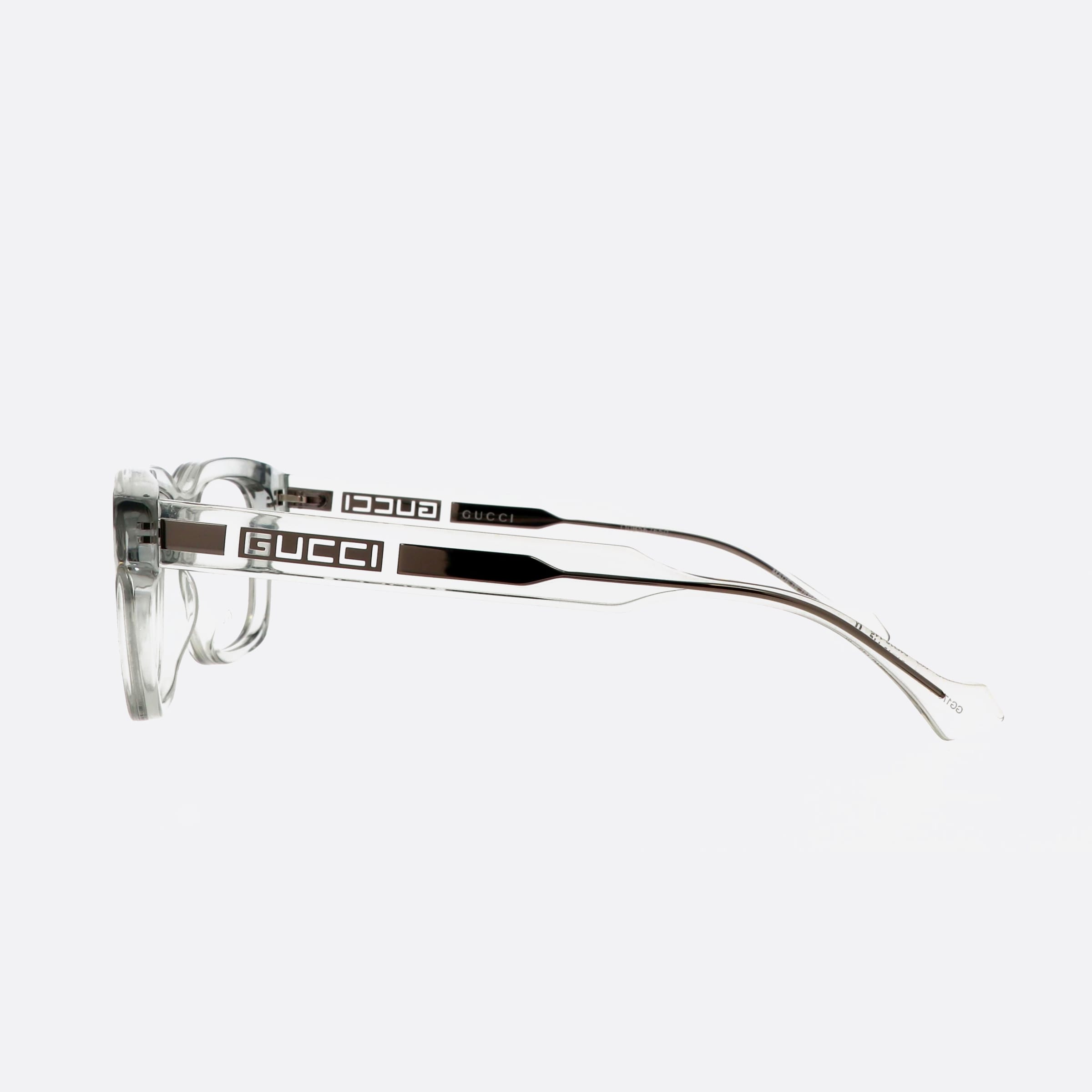 Gucci 54mm Lettering Clear Rectangle Man Eyeglasses - Detail View