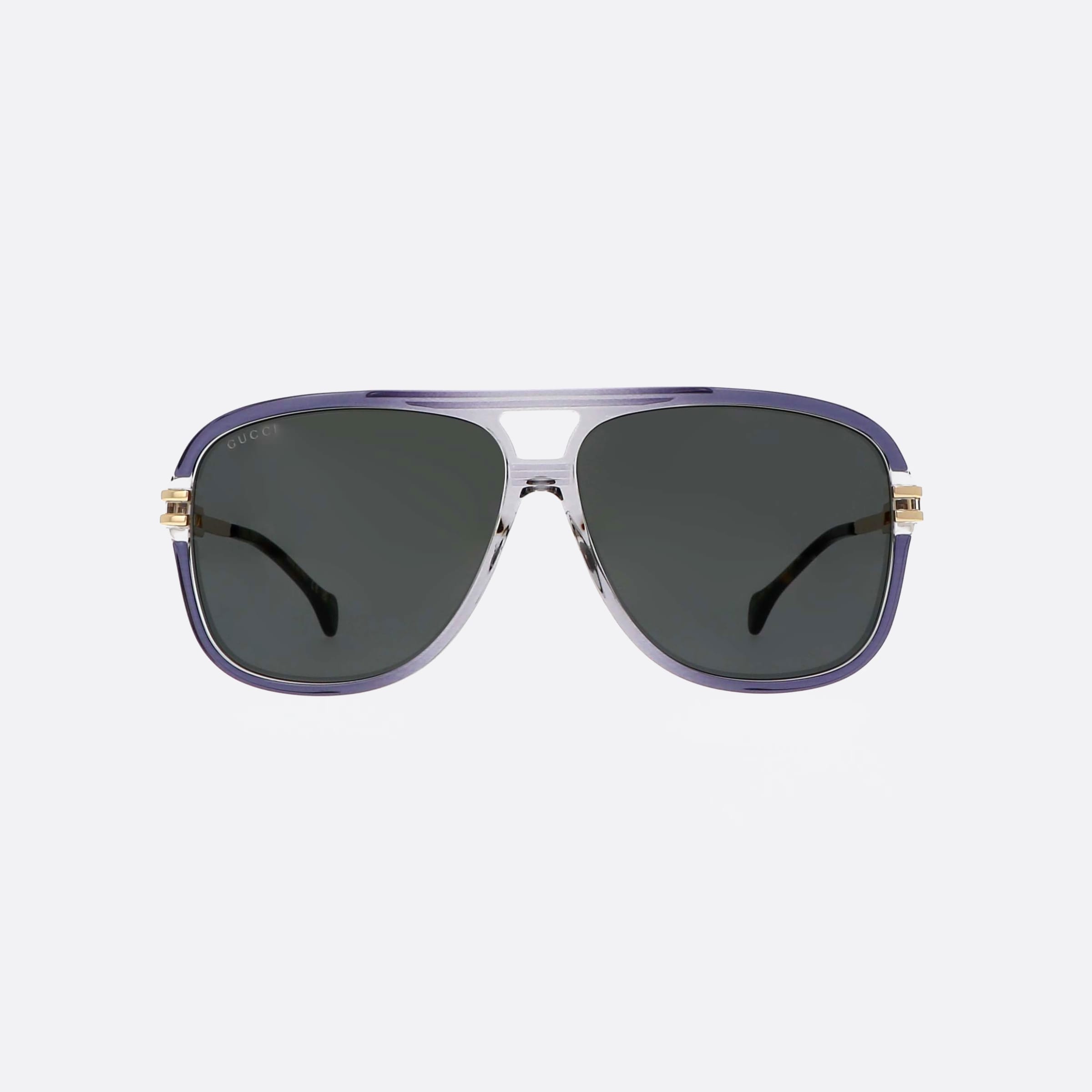 Gucci 63mm Logo Frt Grey Pilot Men Sunglasses - Side View