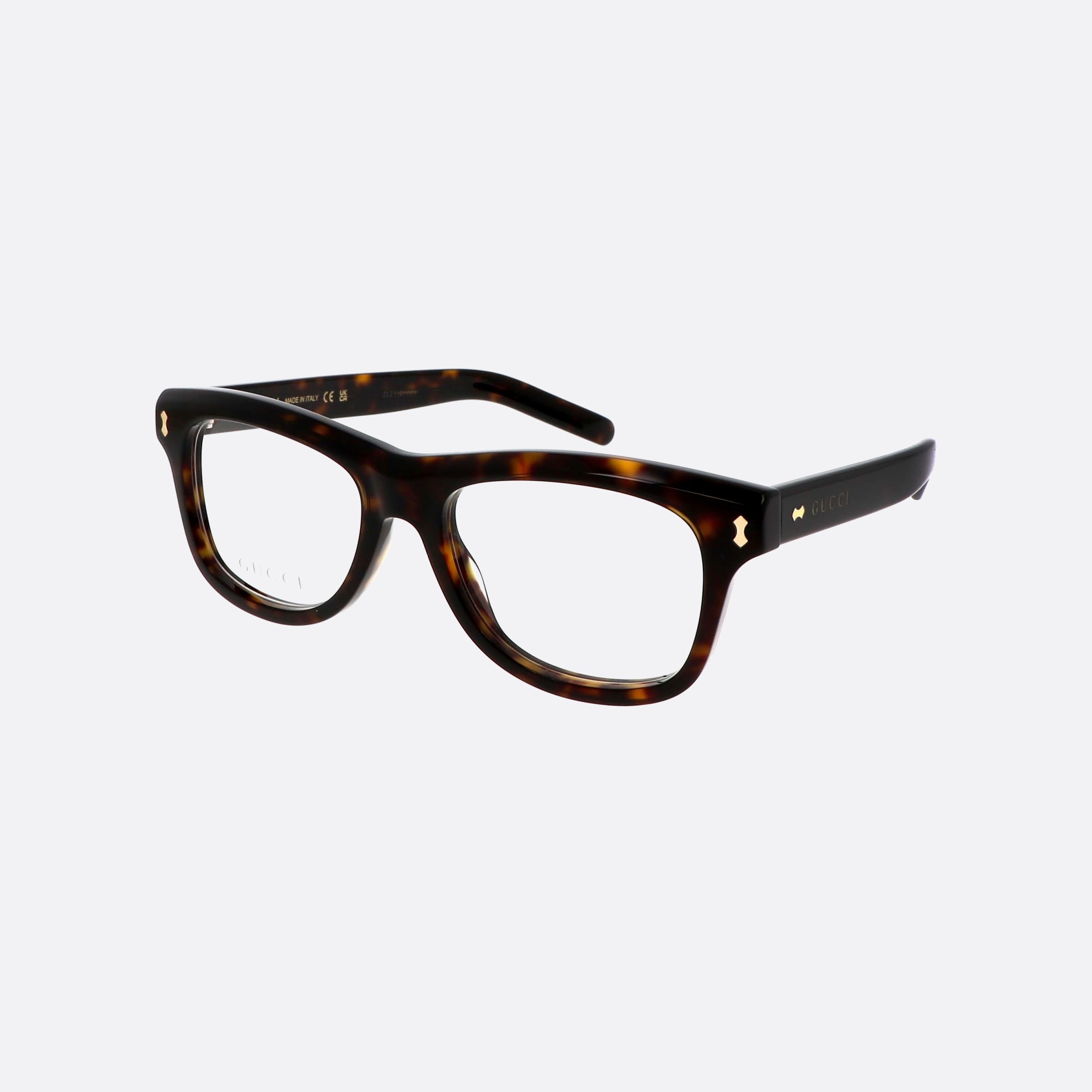 Gucci 52mm Rivets Tortoise Square Men Eyeglasses - Main View