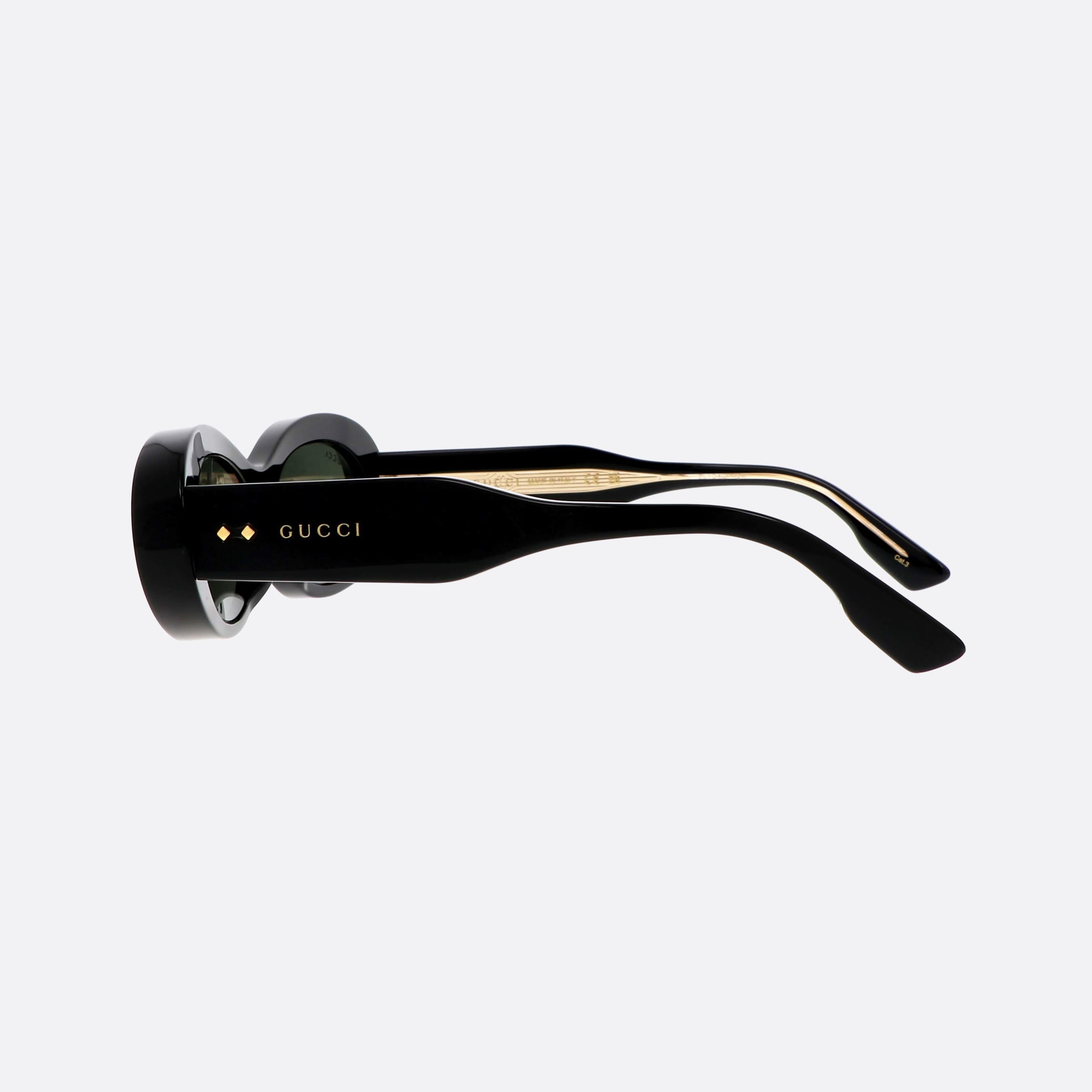 Gucci 54mm Rivets Black Oval Woman Sunglasses - Detail View