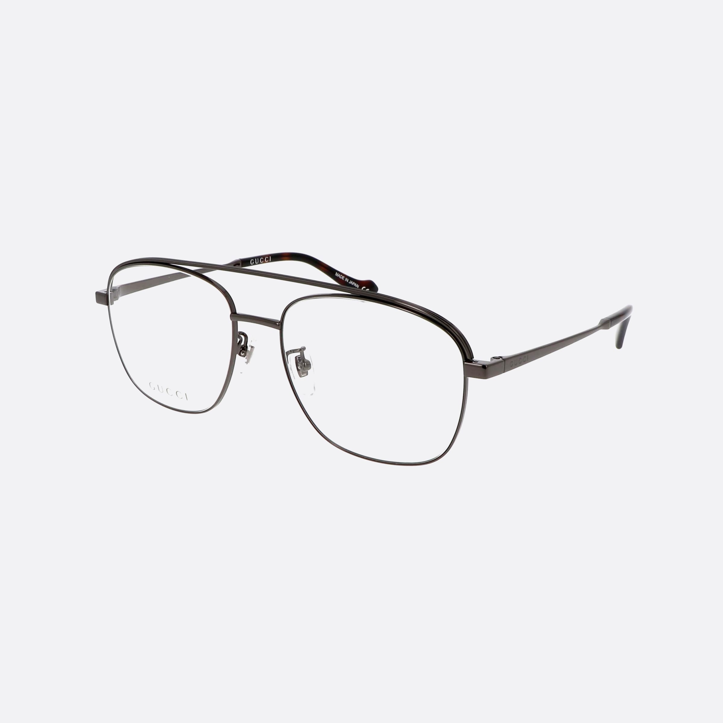 Gucci 57mm Ruthenium Grey Oval Men Eyeglasses - Main View