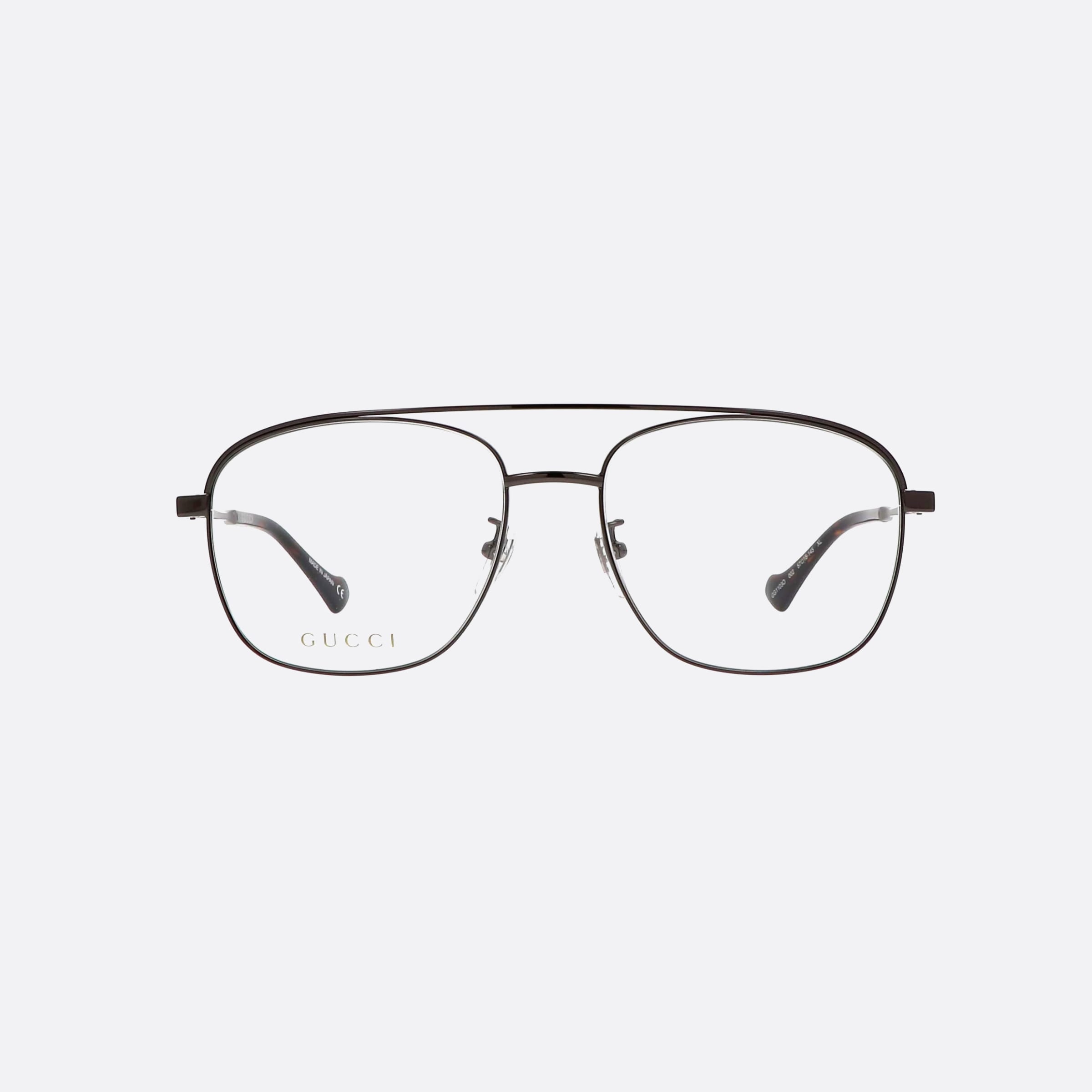 Gucci 57mm Ruthenium Grey Oval Men Eyeglasses - Side View