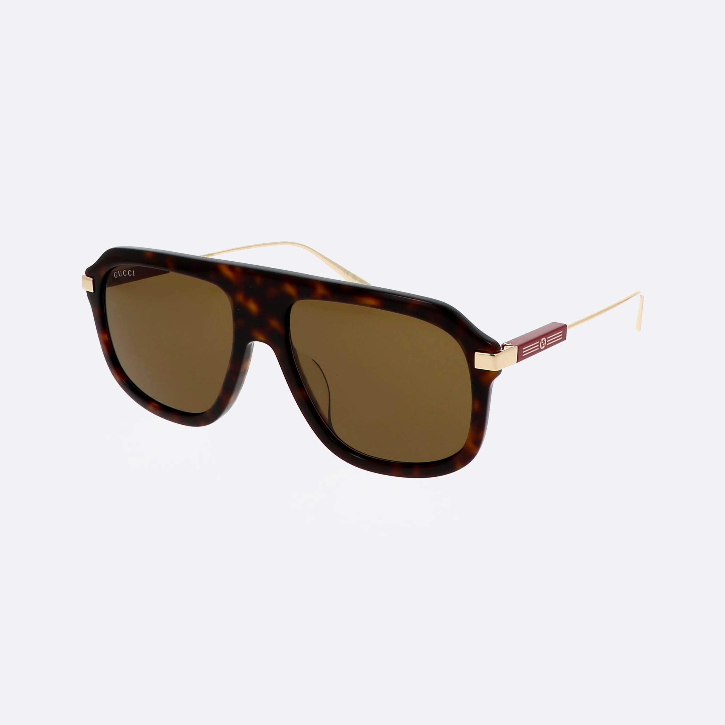 Gucci 57mm Web Havana Pilot Men Sunglasses - Main View