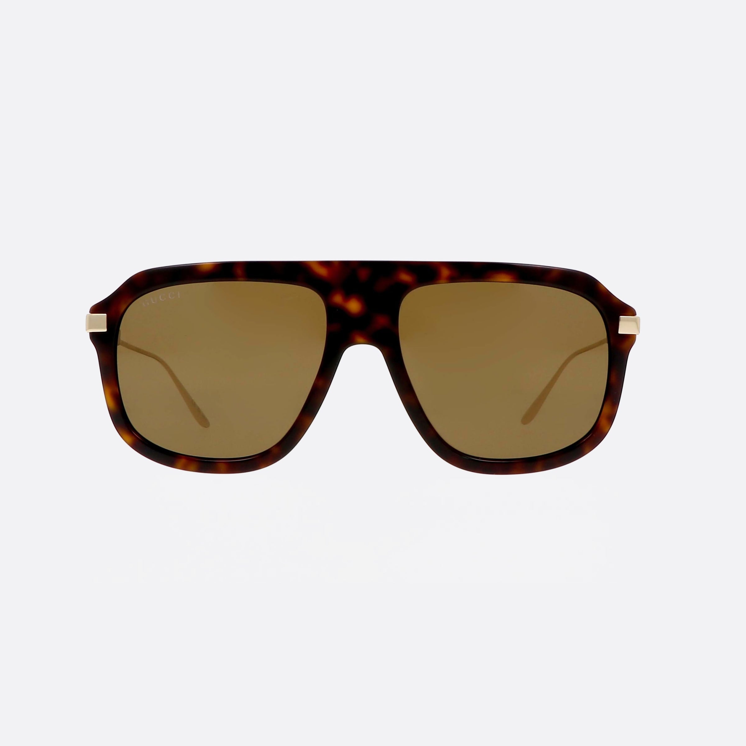 Gucci 57mm Web Havana Pilot Men Sunglasses - Side View