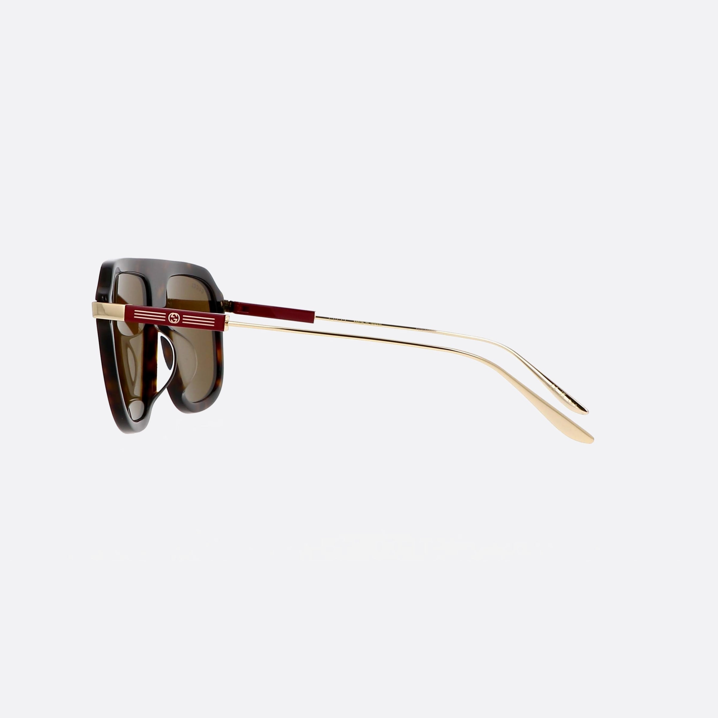Gucci 57mm Web Havana Pilot Men Sunglasses - Detail View
