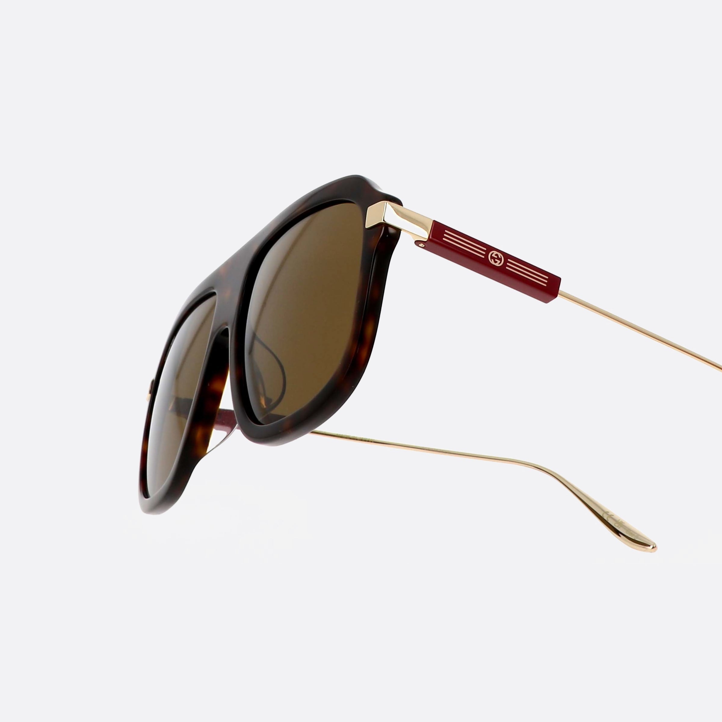 Gucci 57mm Web Havana Pilot Men Sunglasses - Lifestyle Shot
