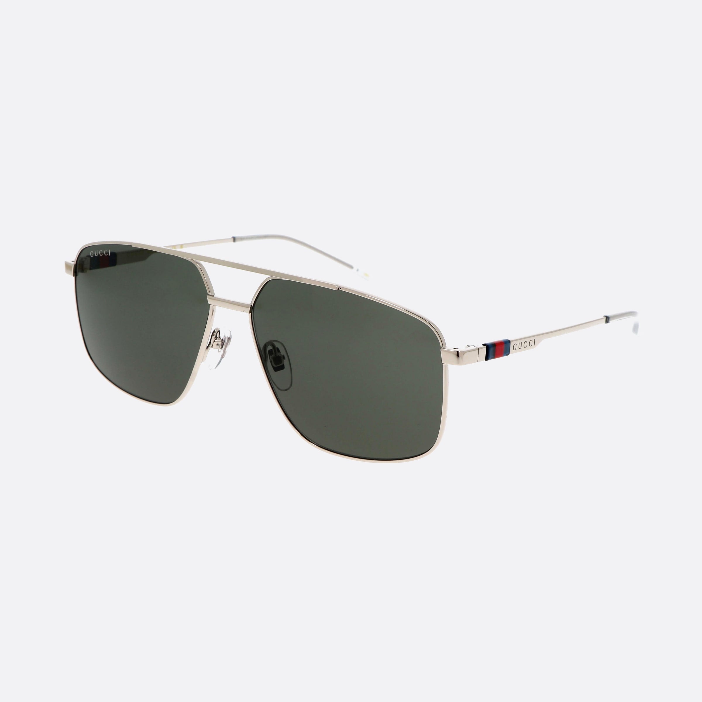 Gucci 60mm Web Silg Silver Pilot Man Sunglasses - Main View