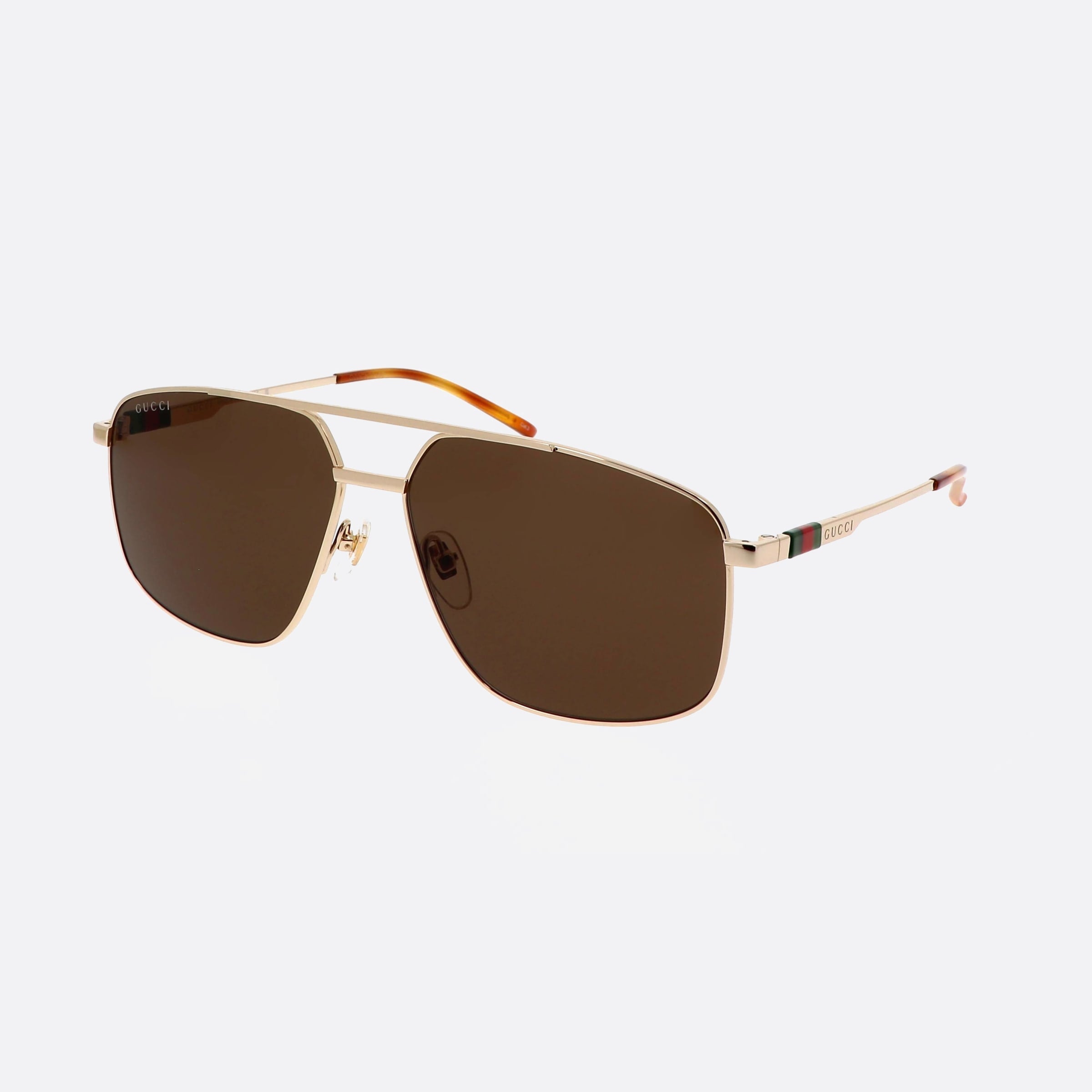 Gucci 60mm Web Gold Pilot Man Sunglasses - Main View