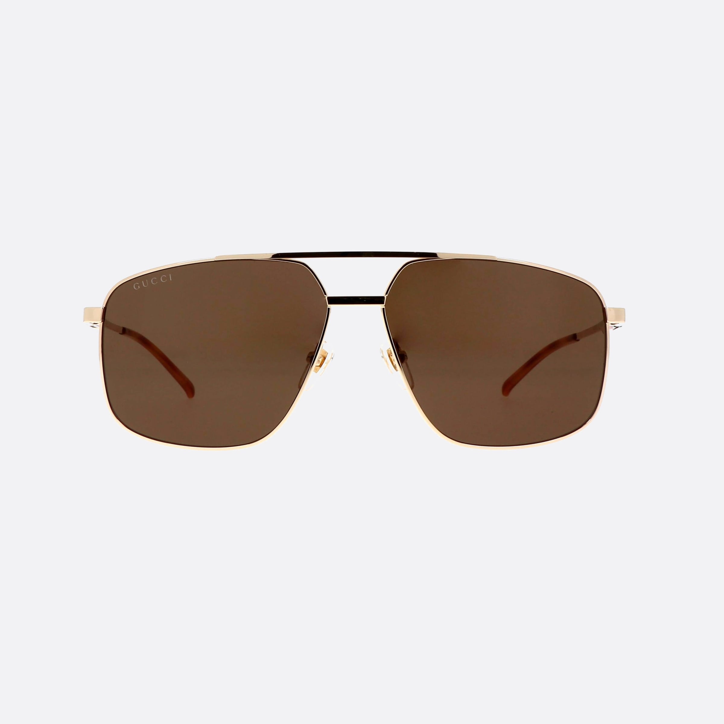 Gucci 60mm Web Gold Pilot Man Sunglasses - Side View