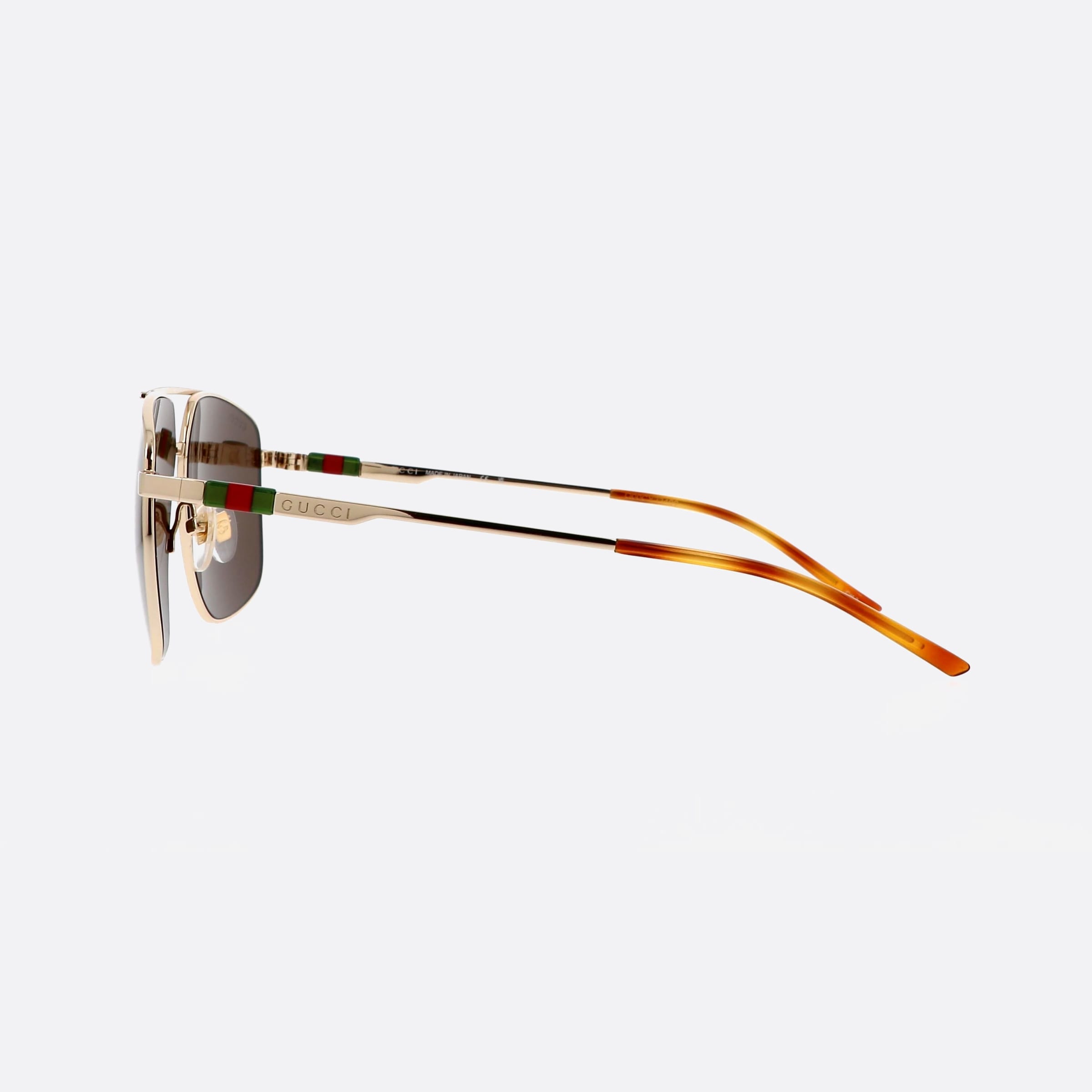 Gucci 60mm Web Gold Pilot Man Sunglasses - Detail View