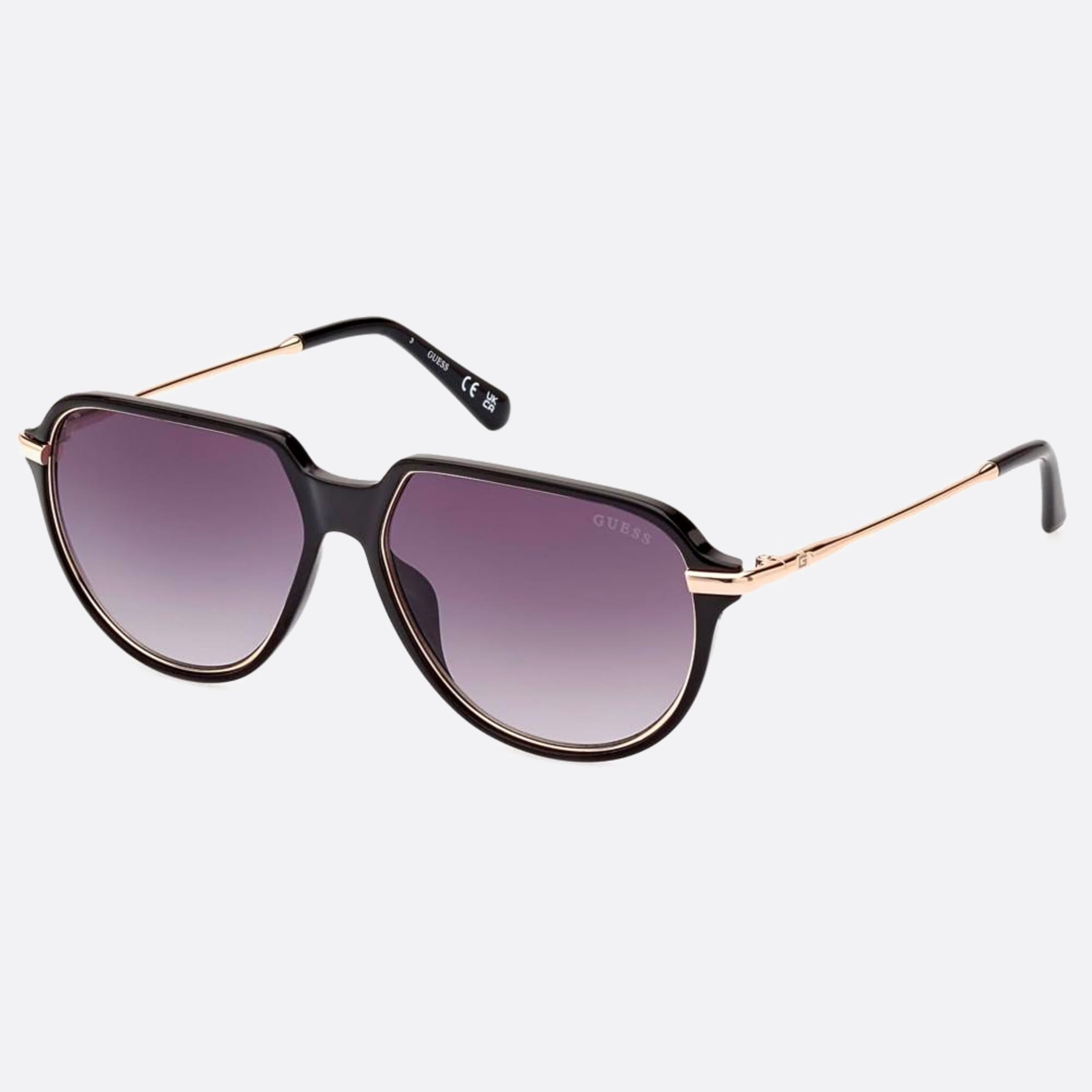 Guess 56mm Gu00067 01b Black Pilot Men Sunglasses - Side View