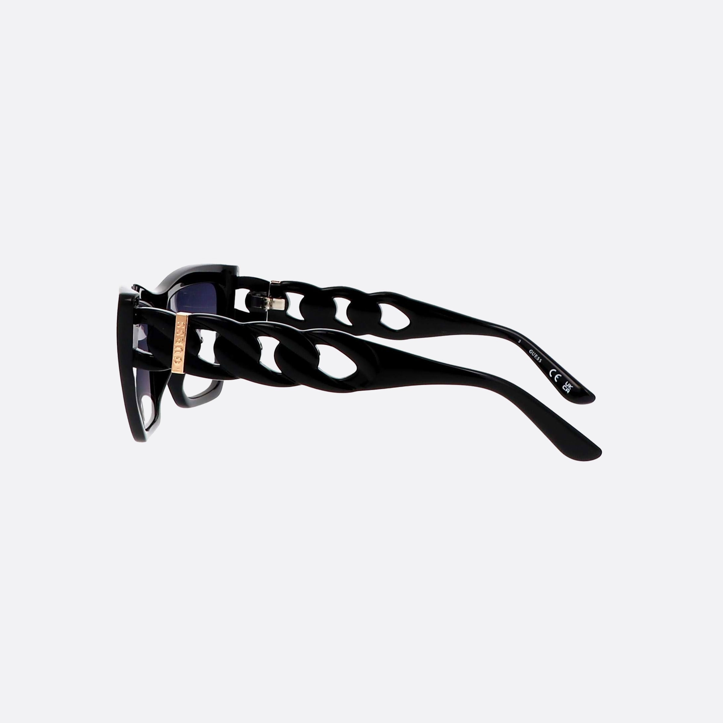 Guess 56mm Gu00111 01b Black Cat Eyes Unisex Sunglasses - Detail View