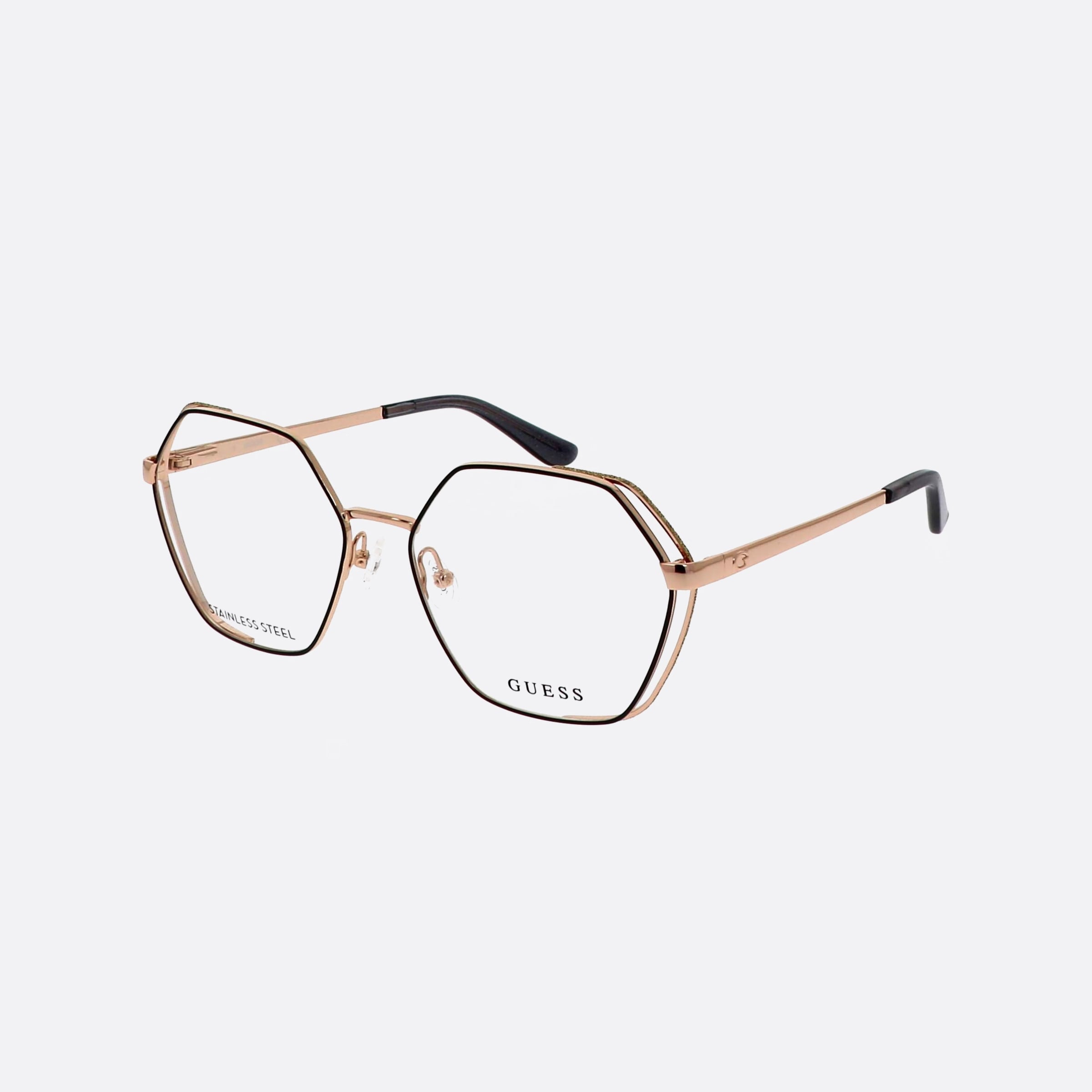 Guess 56mm Black Hexagonal Women Eyeglasses - Main View