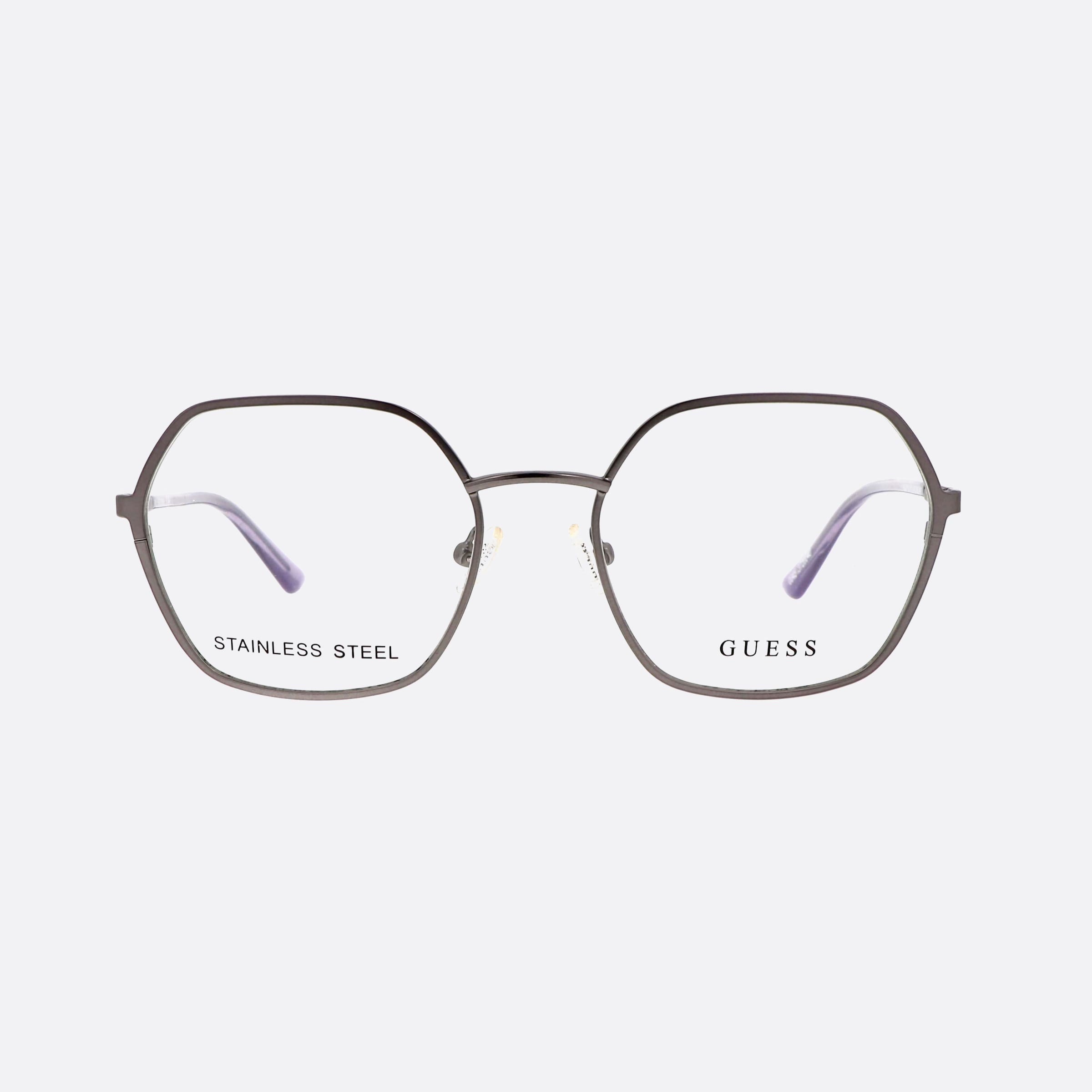 Guess 55mm Gu2912 Silver Hexagonal Women Eyeglasses - Side View