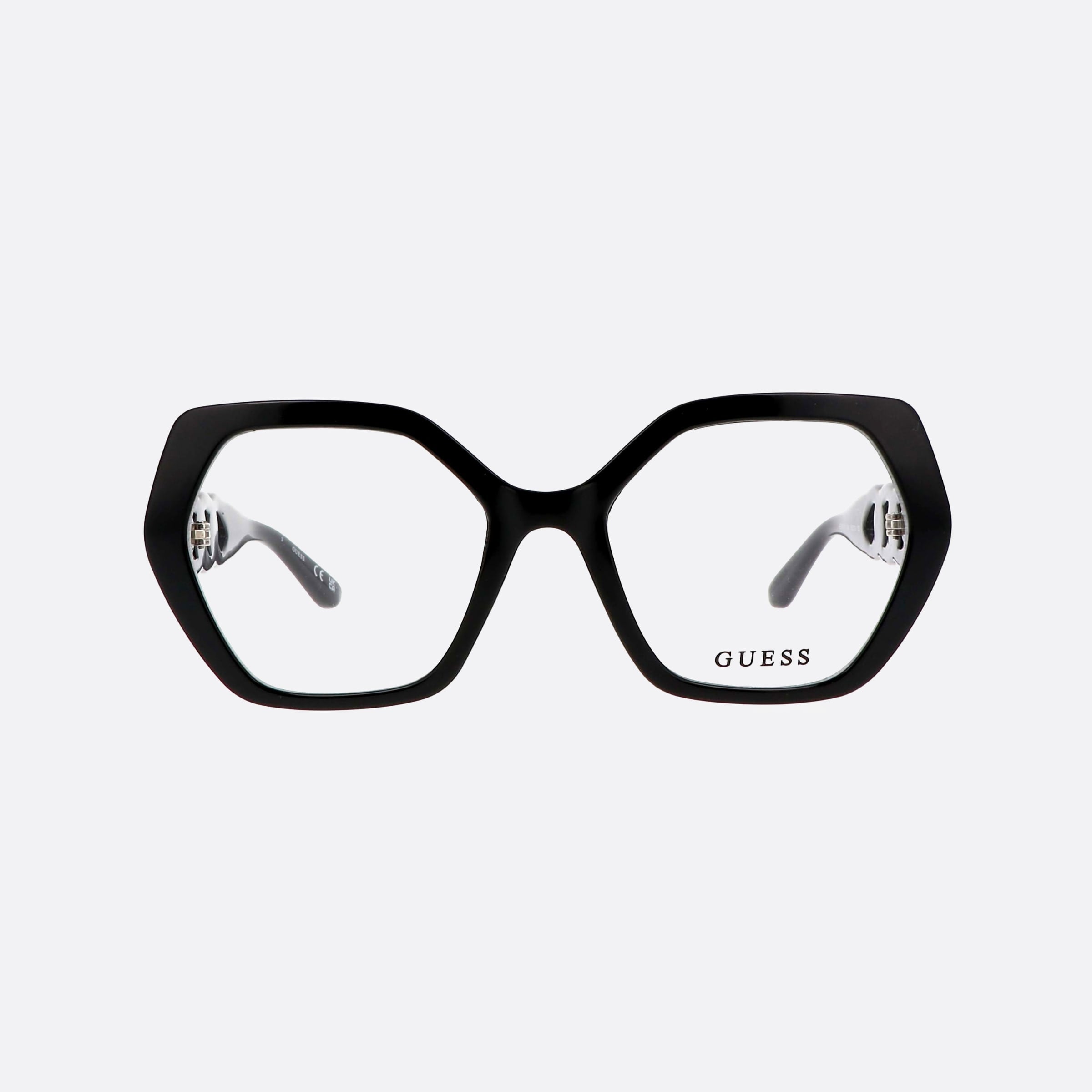 Guess 53mm Gu50116 Black Hexagonal Women Eyeglasses - Side View