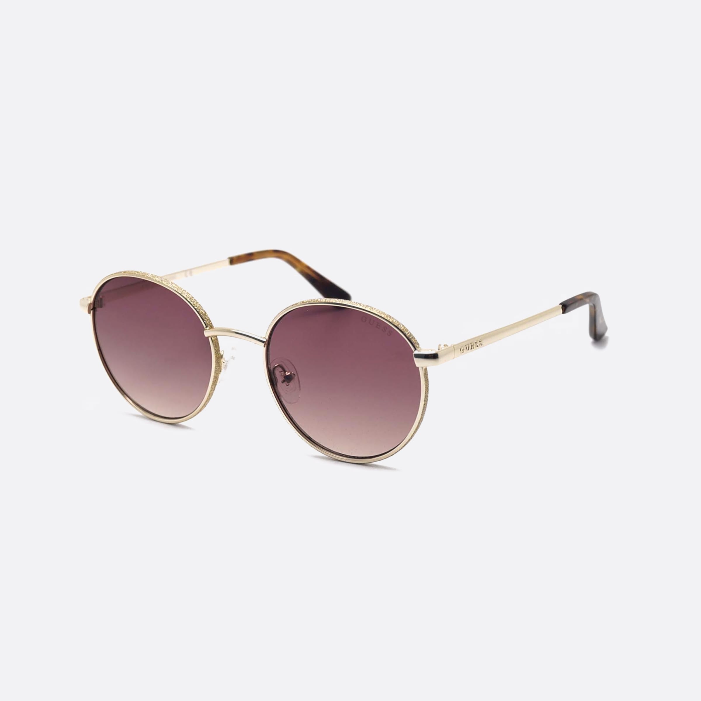 Guess 51mm Gu7556 32f Gold Round Unisex Sunglasses - Main View
