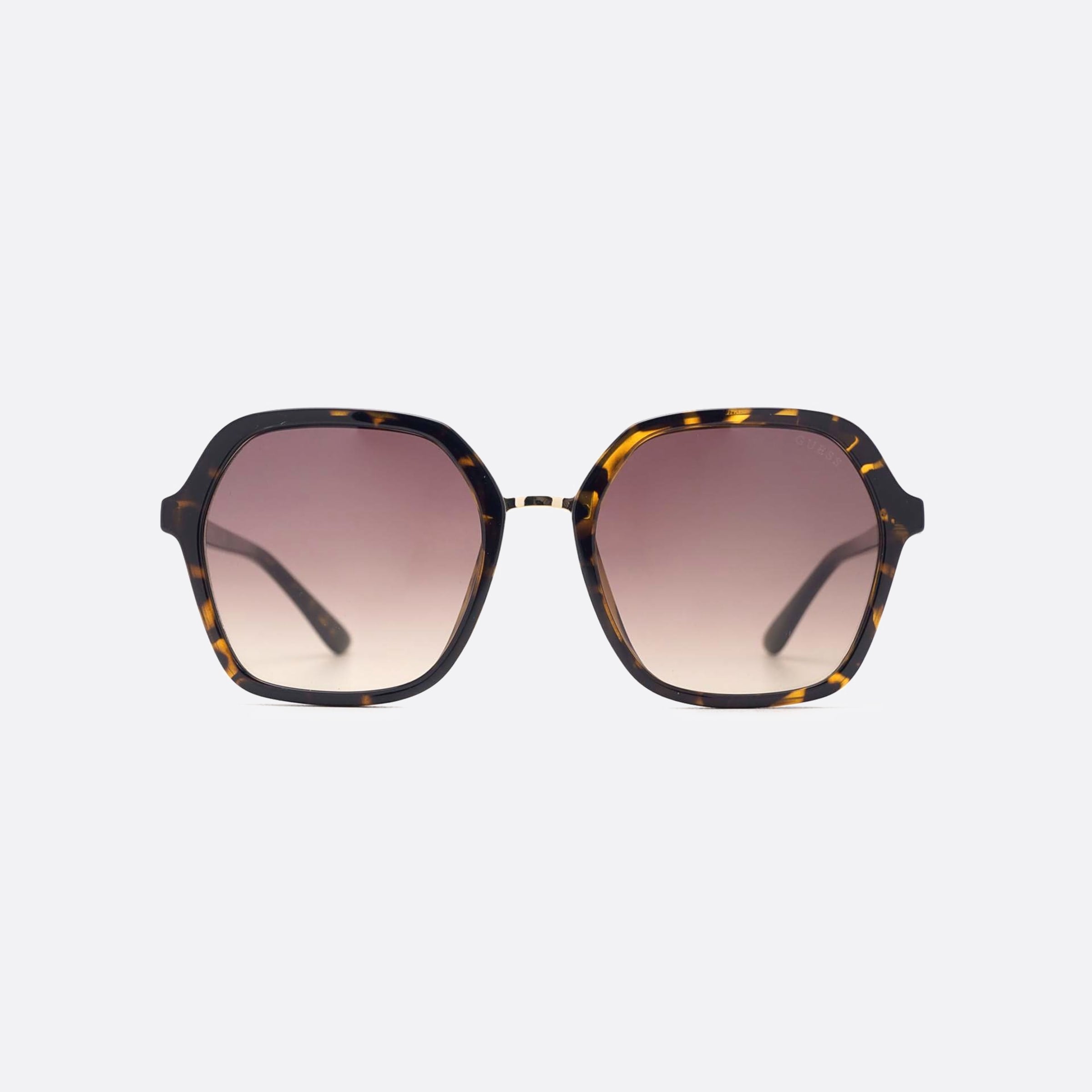 Guess 54mm Gu7557 52f Tortoise Hexagonal Unisex Sunglasses - Side View