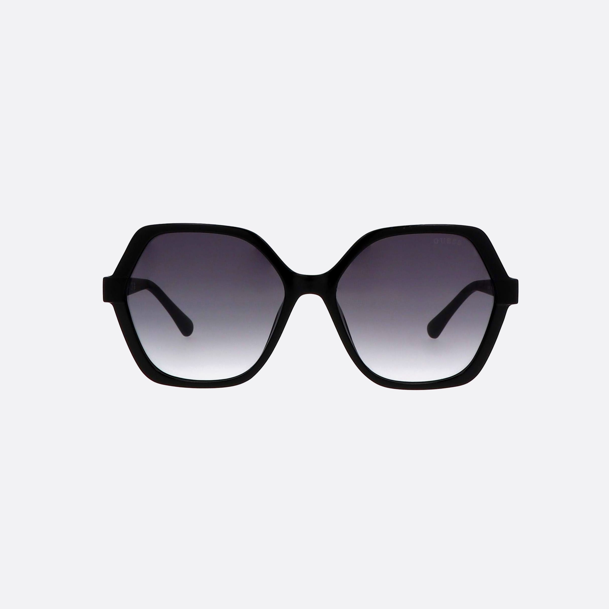 Guess 57mm Gu7698 01b Black Hexagonal Unisex Sunglasses - Side View