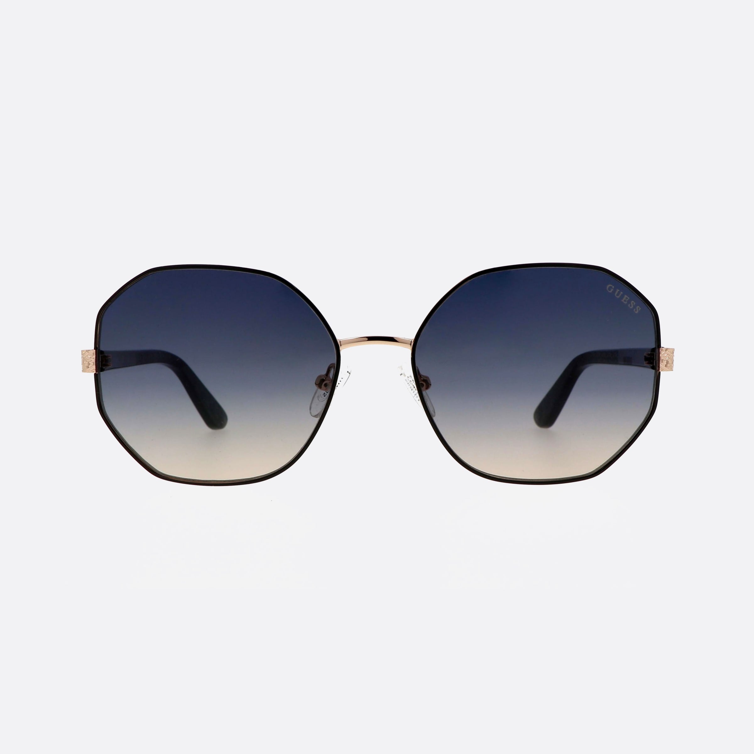 Guess 58mm Gu7880 05b Black Hexagonal Unisex Sunglasses - Side View
