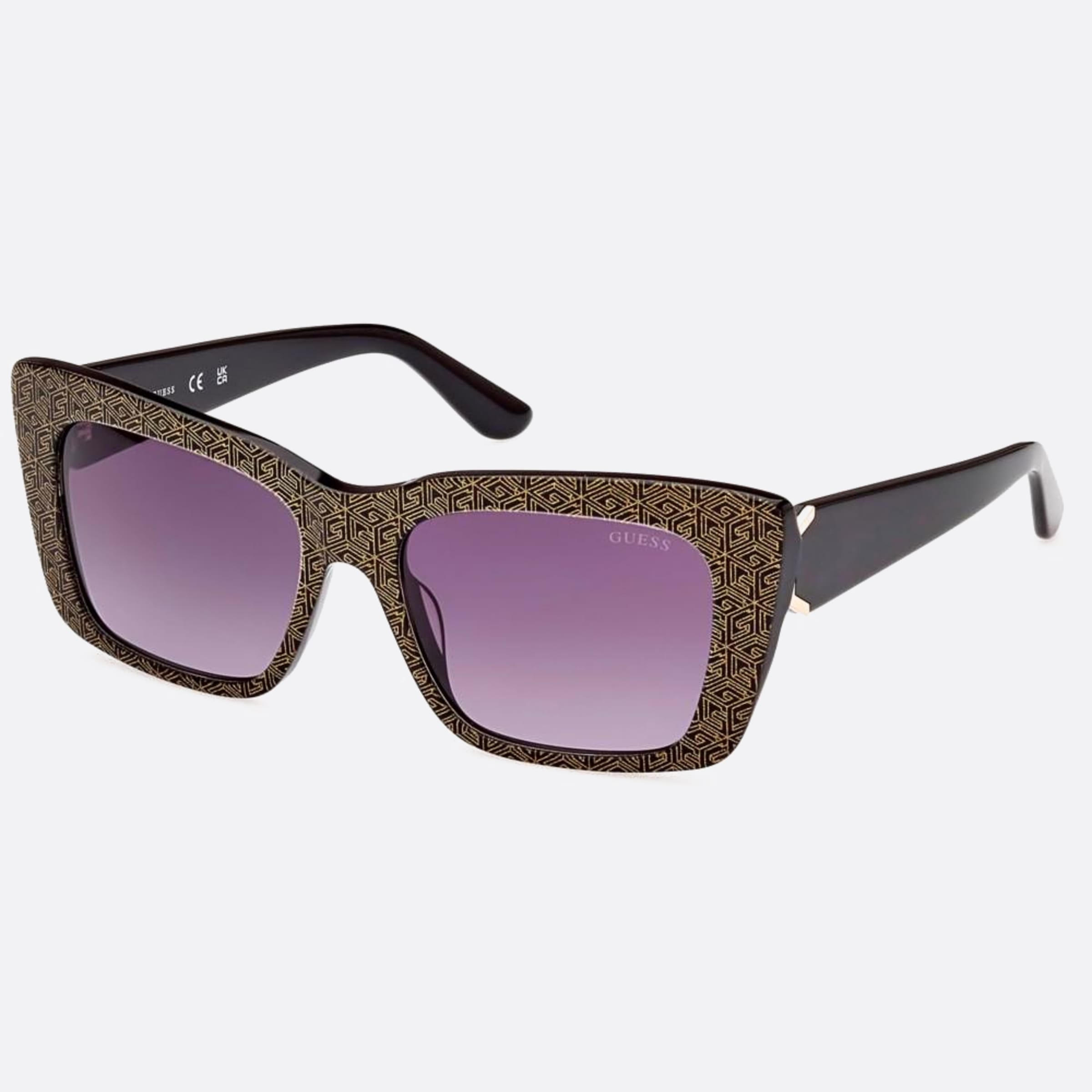 Guess 55mm Gu7890 01b Black Geometric Women Sunglasses - Side View