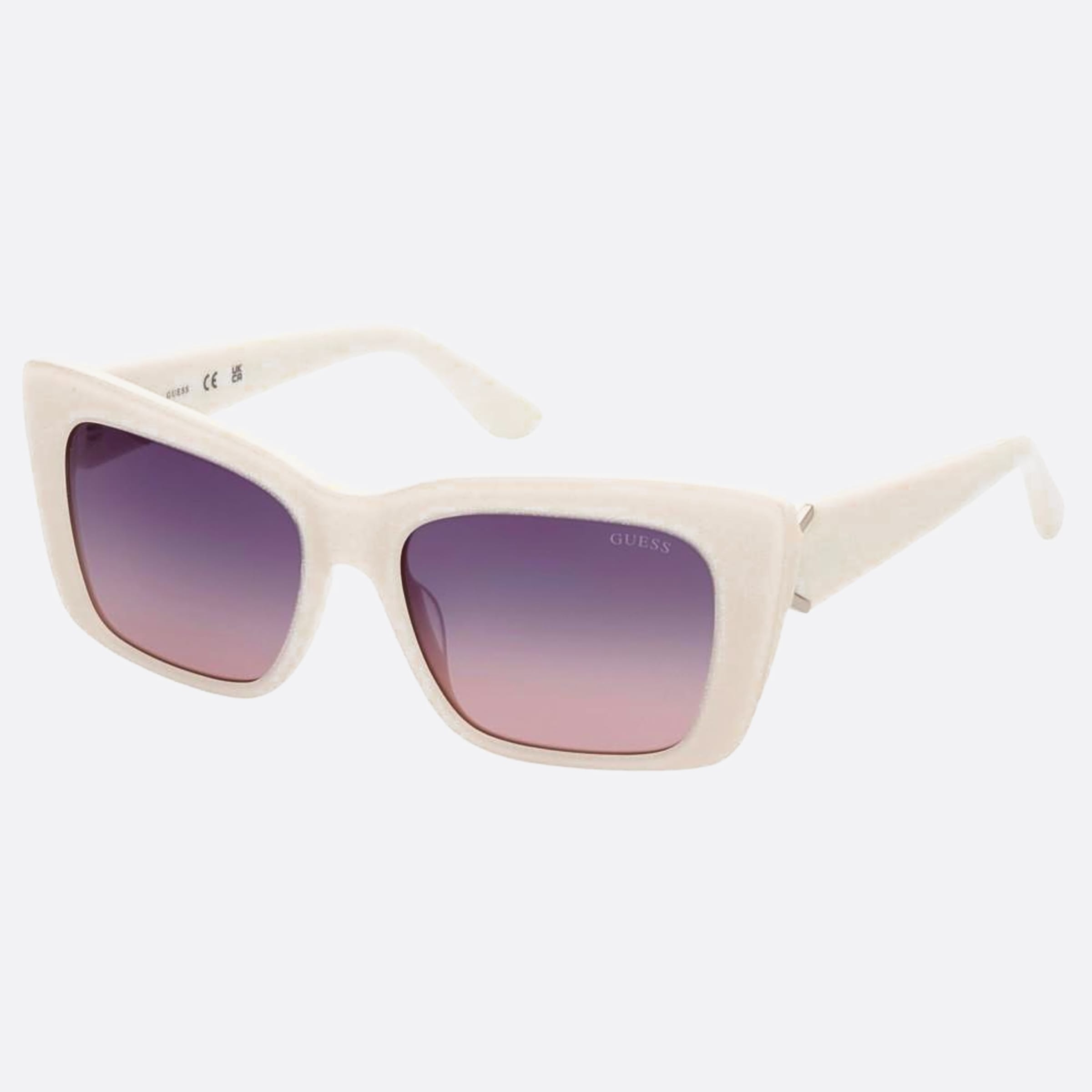 Guess 55mm Gu7890 21b White Geometric Women Sunglasses - Side View