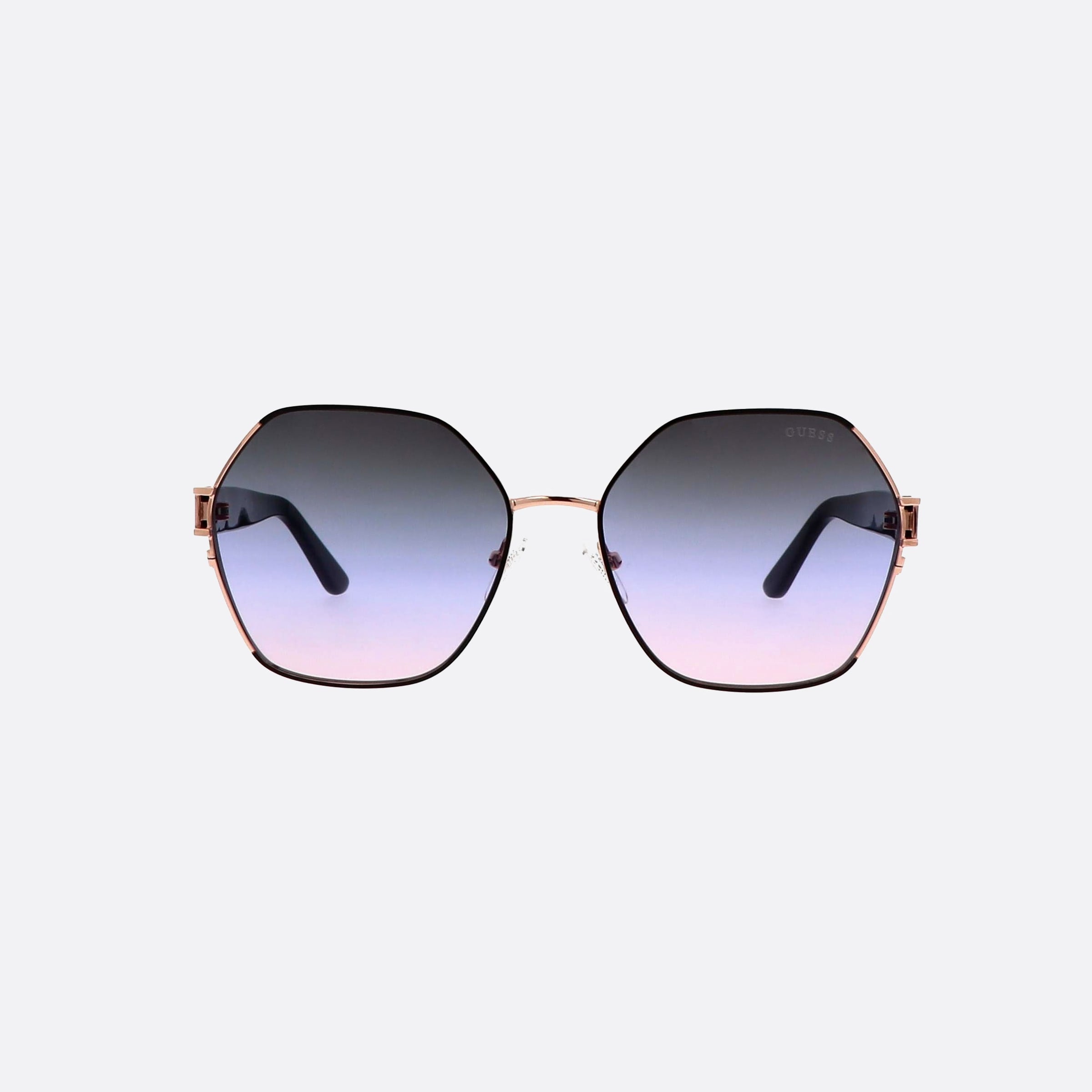 Guess 59mm Gu7913 05z Black Hexagonal Unisex Sunglasses - Side View