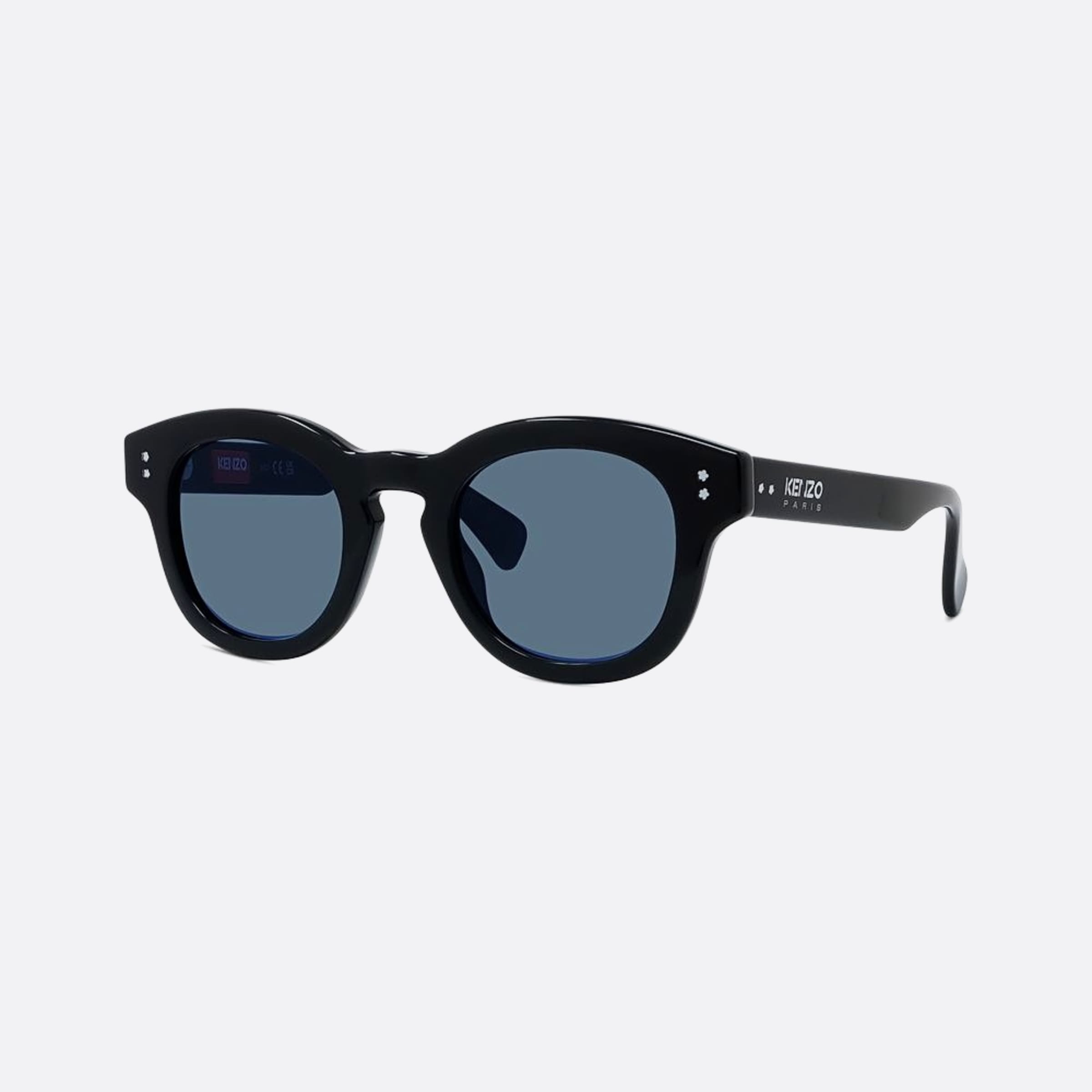 Kenzo 48mm Boke Flower 01v Black Round Unisex Sunglasses - Side View