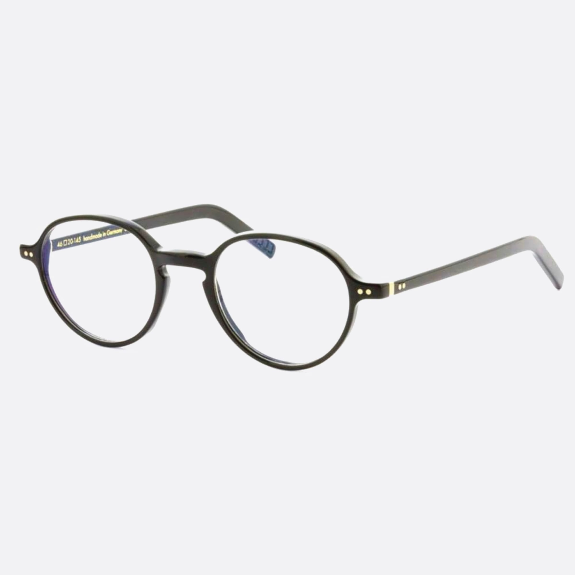 Lunor 49mm A12 Black Geometric Unisex Eyeglasses - Side View