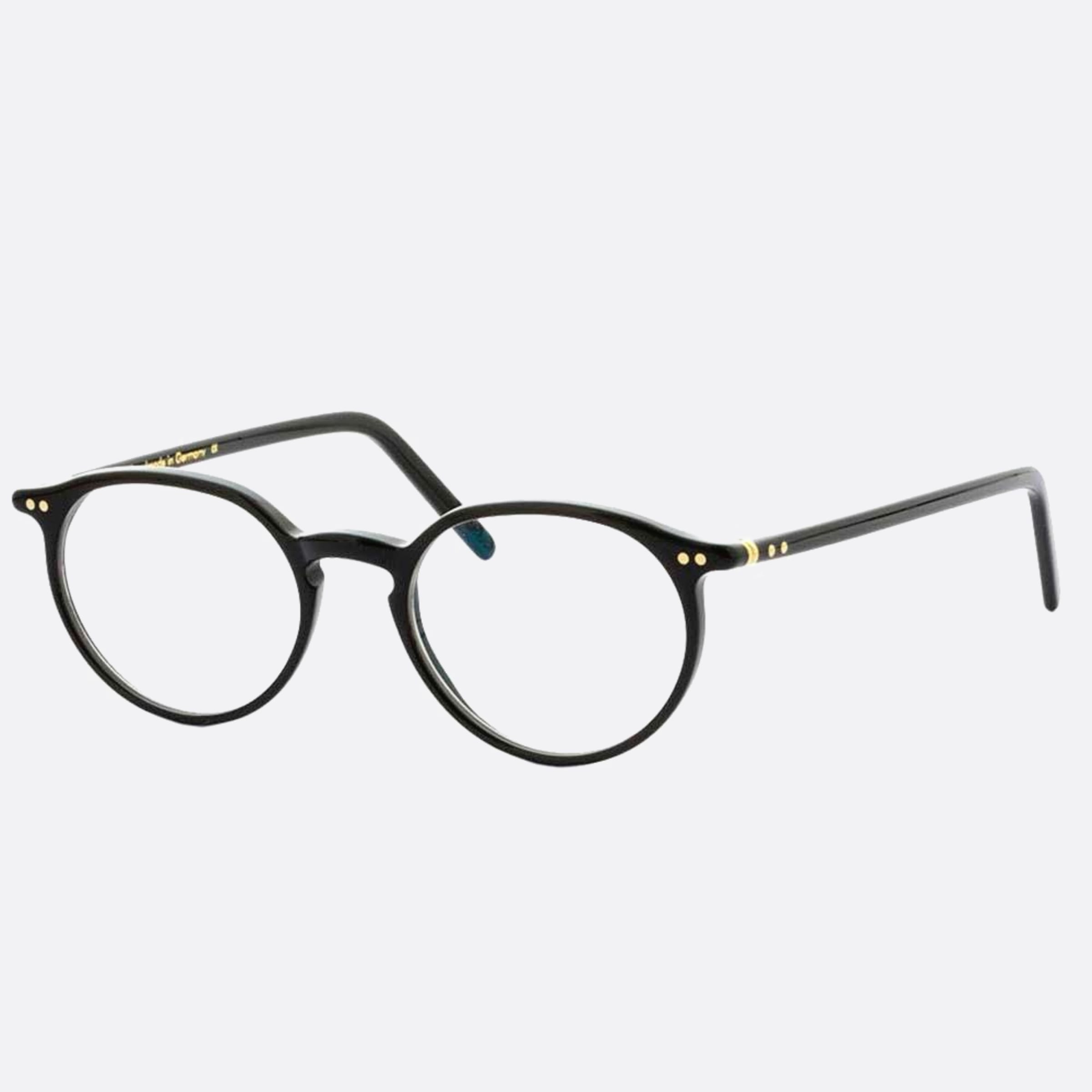 Lunor 49mm Black Round Unisex Eyeglasses - Side View