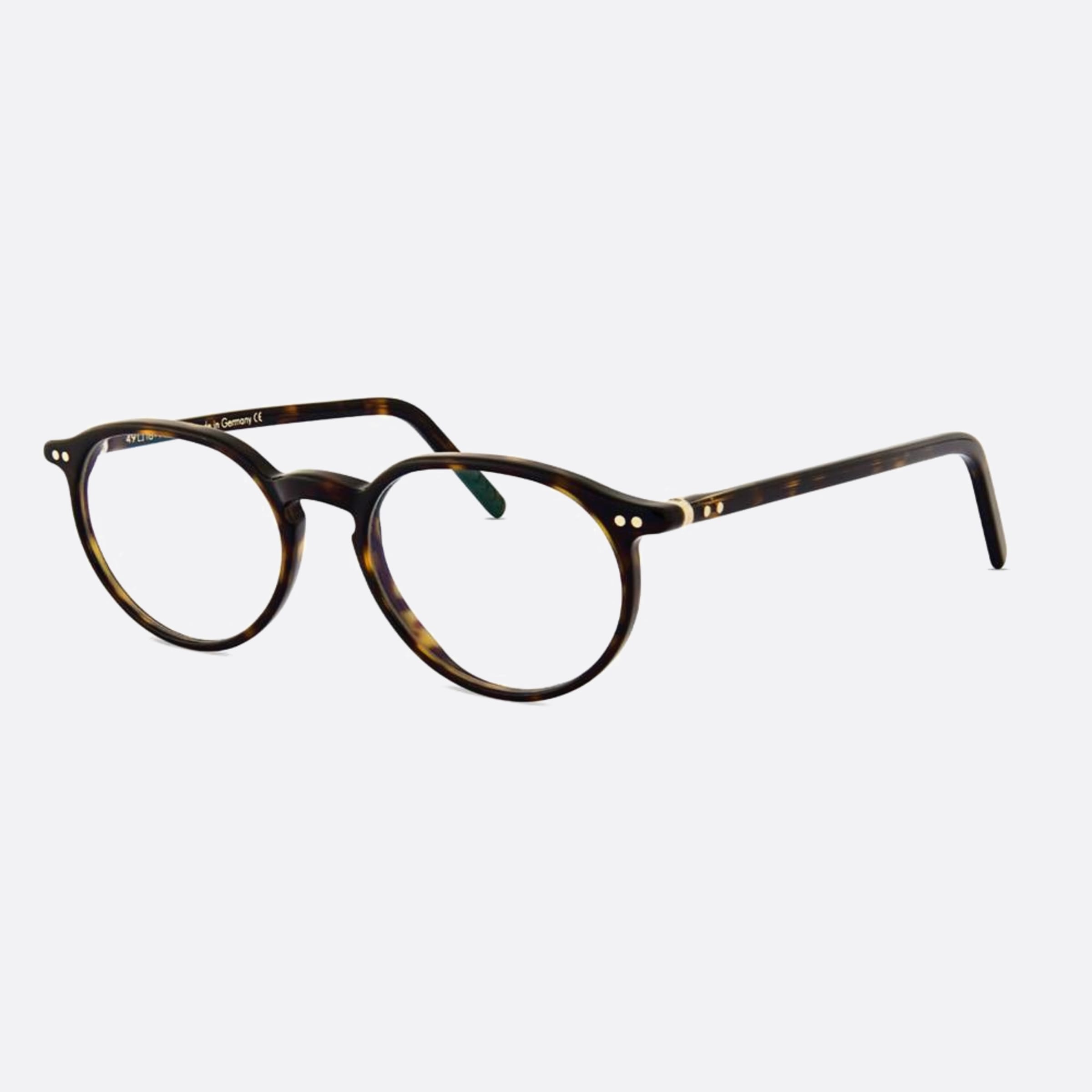 Lunor 49mm Havana Round Unisex Eyeglasses - Side View