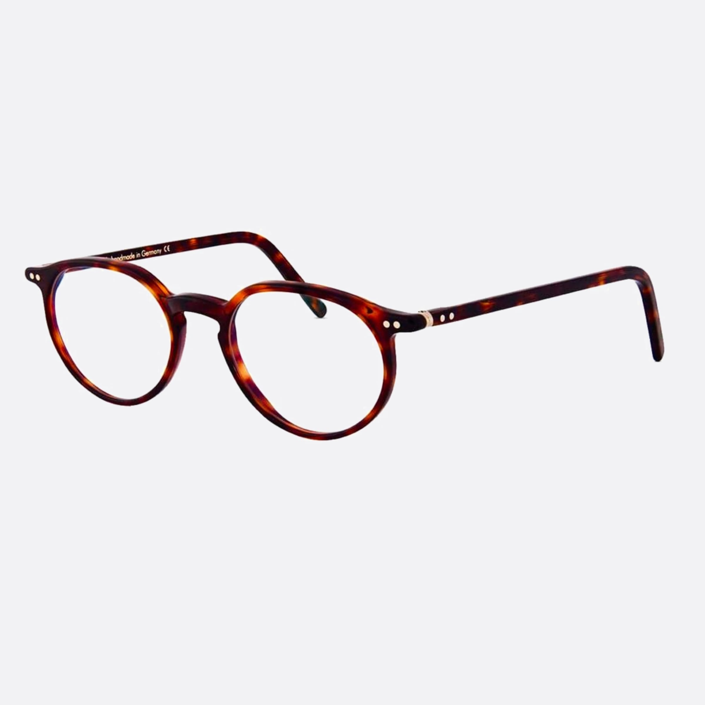Lunor 49mm Havana Round Unisex Eyeglasses - Side View