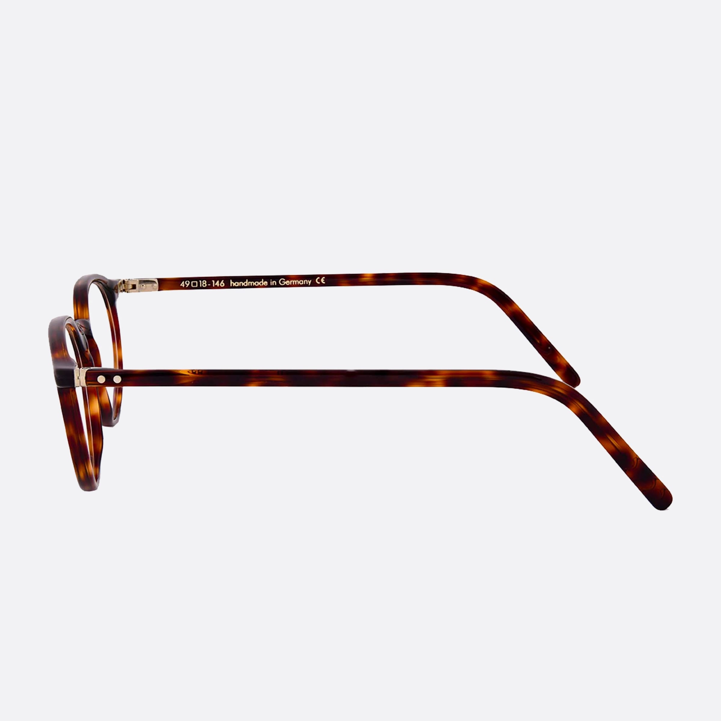 Lunor 49mm Havana Round Unisex Eyeglasses - Detail View