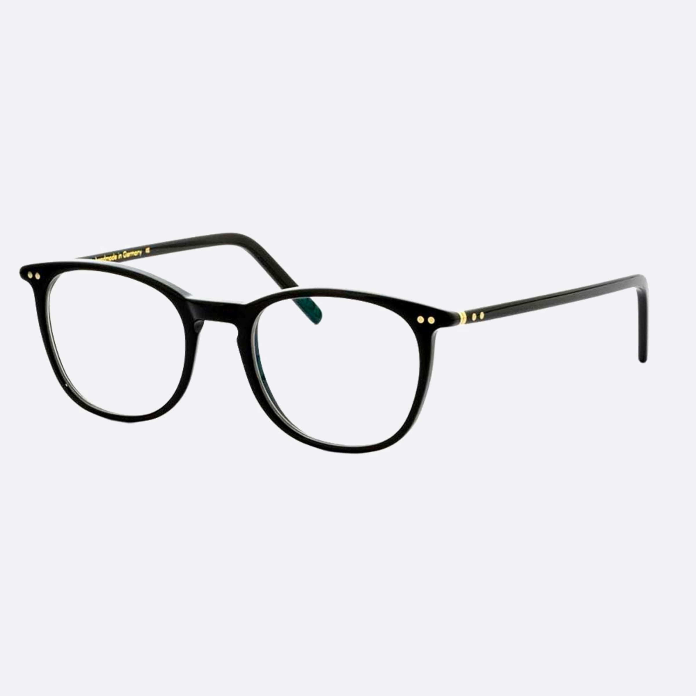 Lunor 49mm Black Geometric Unisex Eyeglasses - Side View