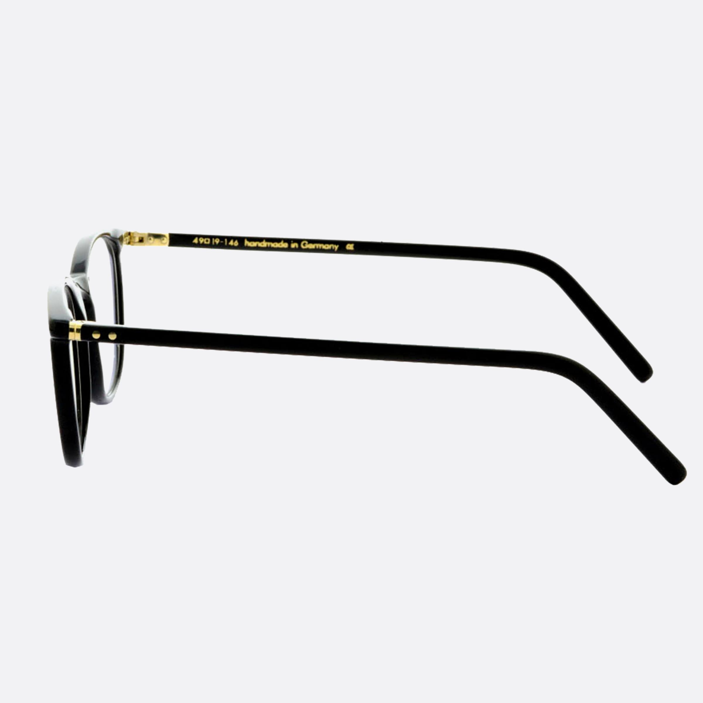 Lunor 49mm Black Geometric Unisex Eyeglasses - Detail View