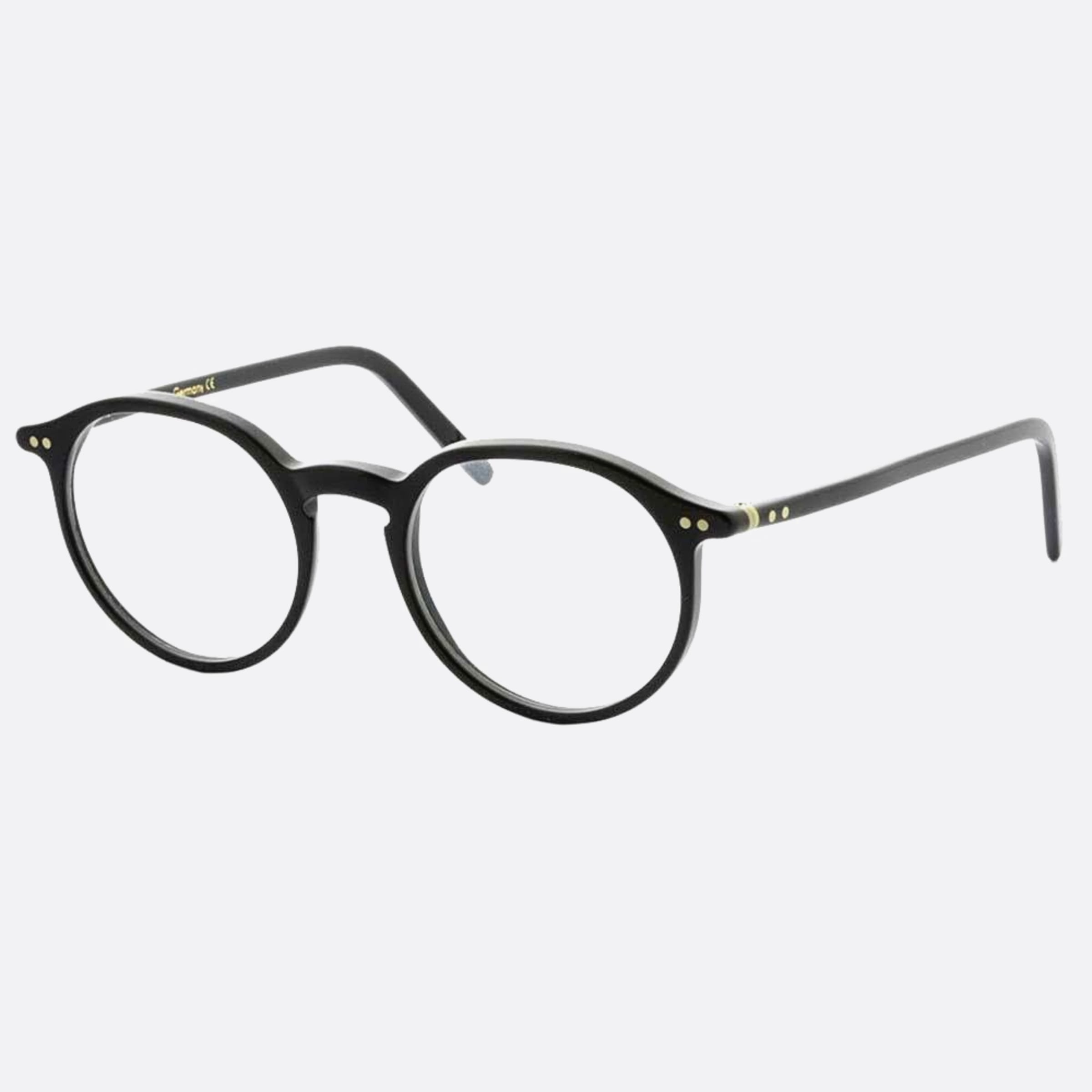 Lunor 48mm 01m Black Round Unisex Eyeglasses - Side View