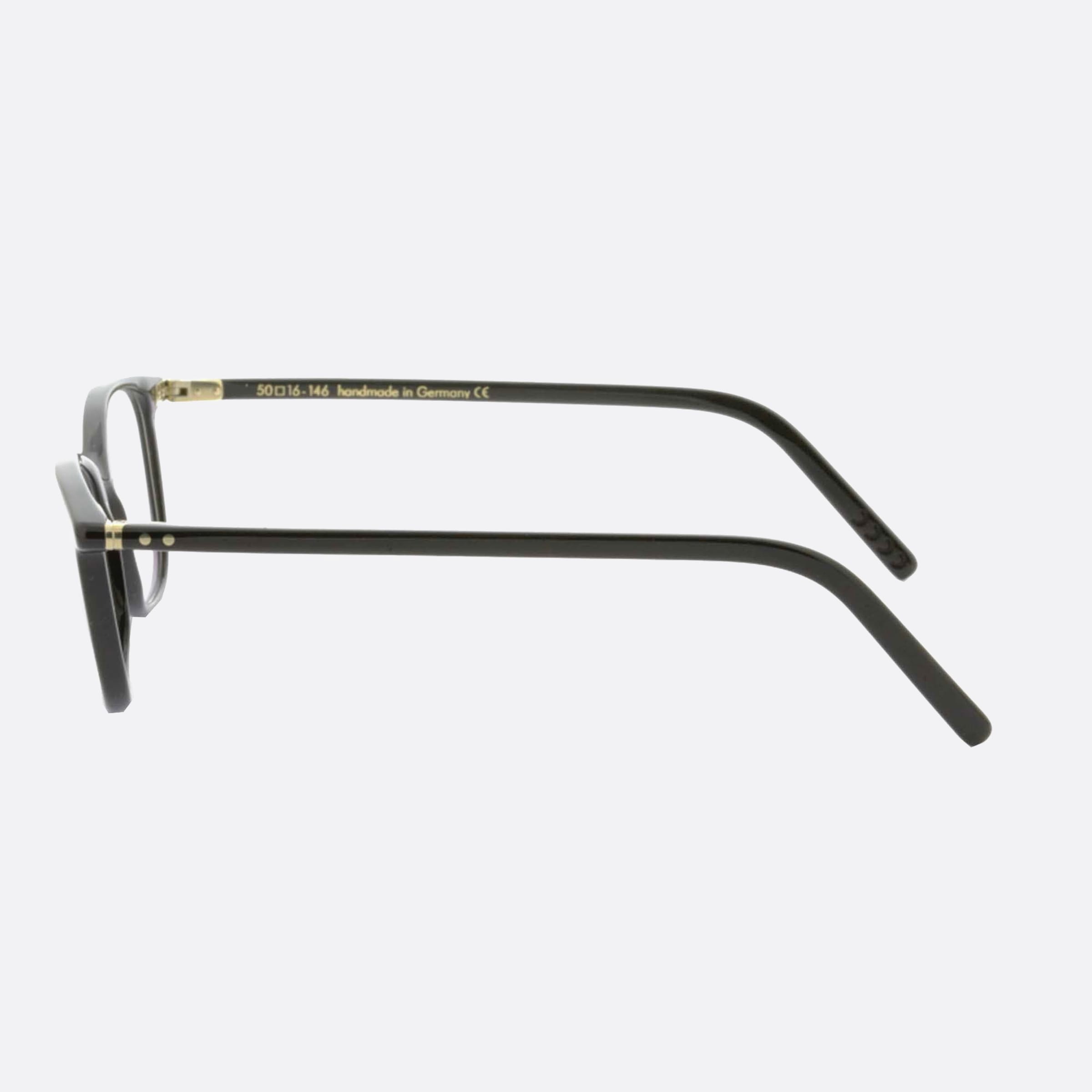 Lunor 50mm Black Geometric Unisex Eyeglasses - Detail View