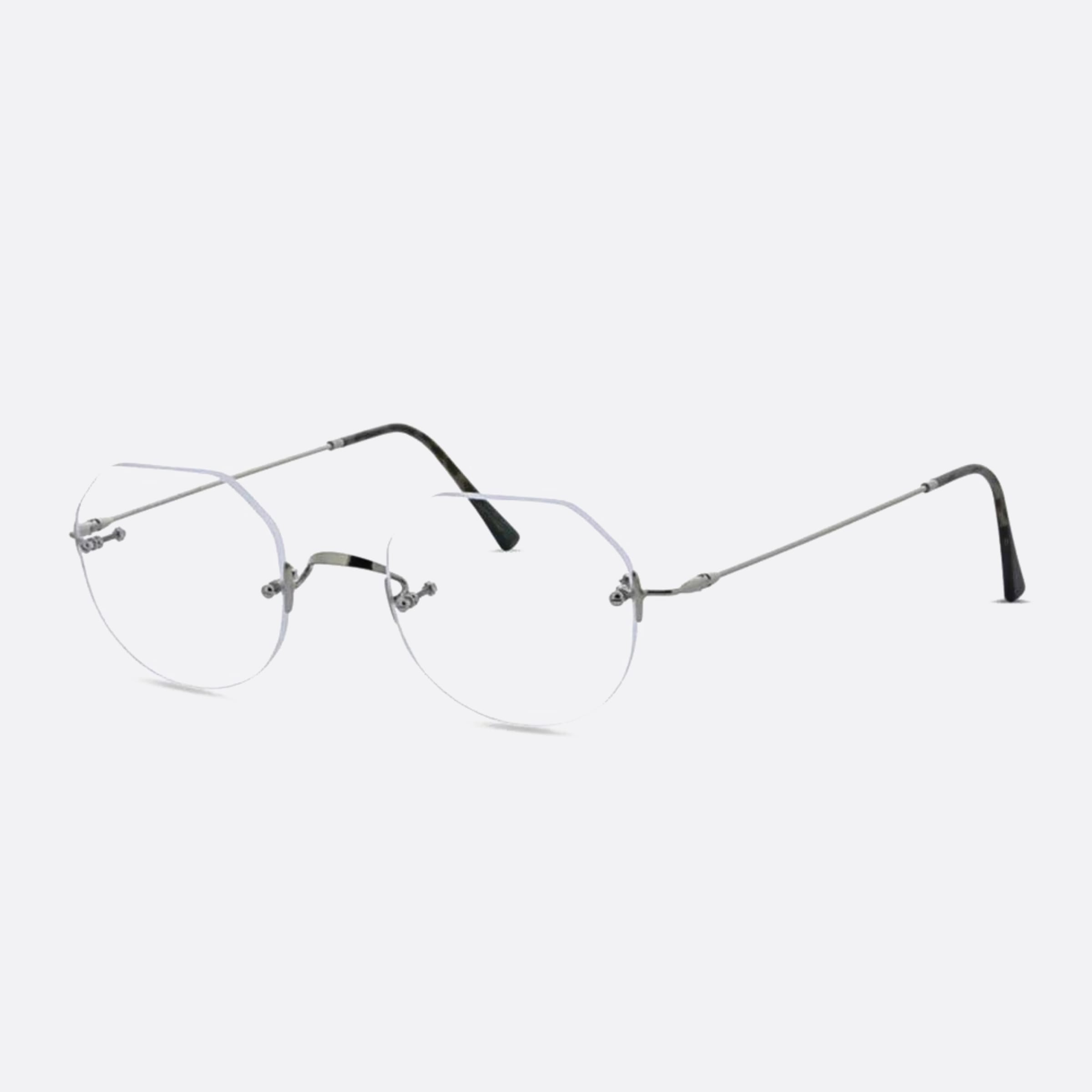 Lunor 44mm Classic Crown Grey Geometric Unisex Eyeglasses - Side View