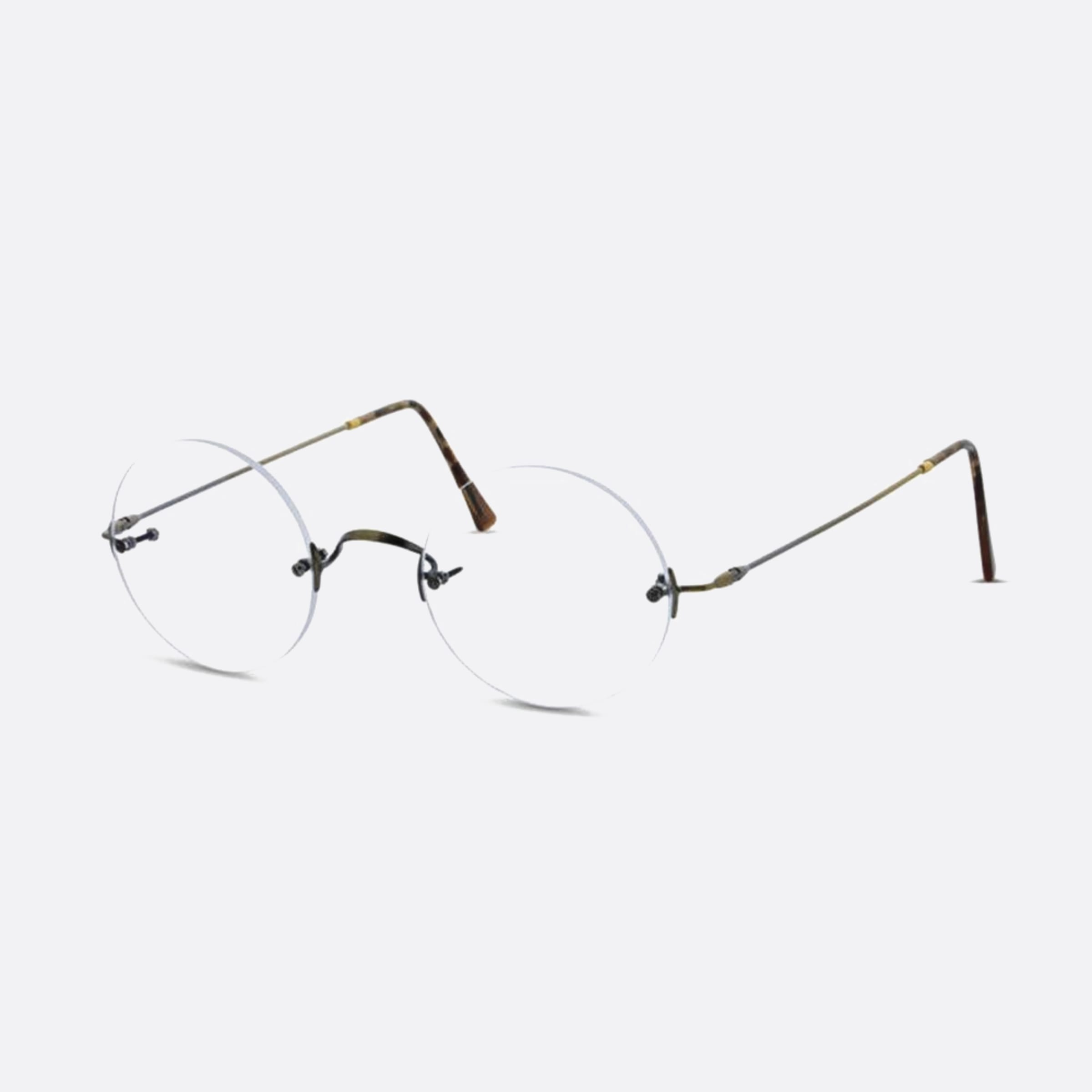 Lunor 44mm Classic Round Gold Round Unisex Eyeglasses - Side View