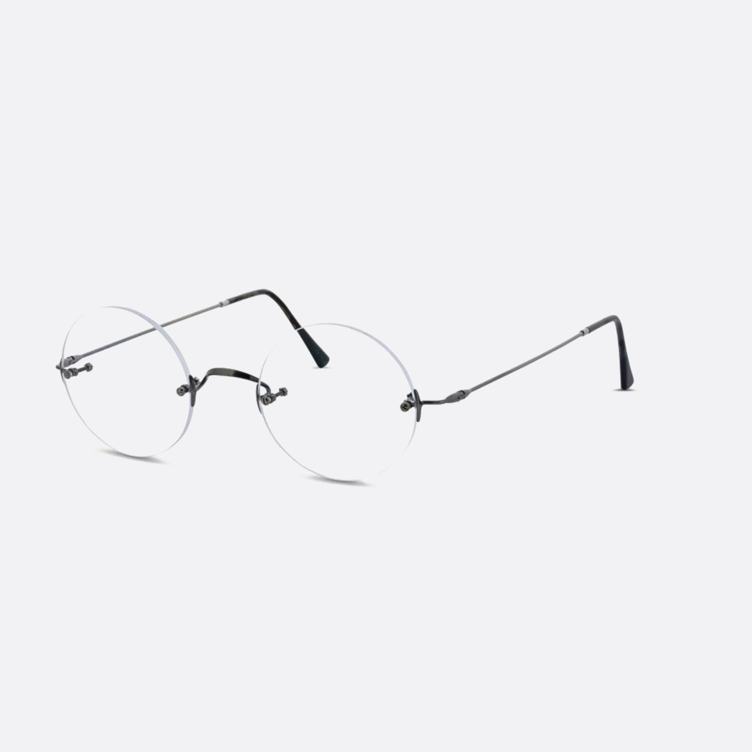 Lunor 44mm Classic Round Silver Round Unisex Eyeglasses - Side View