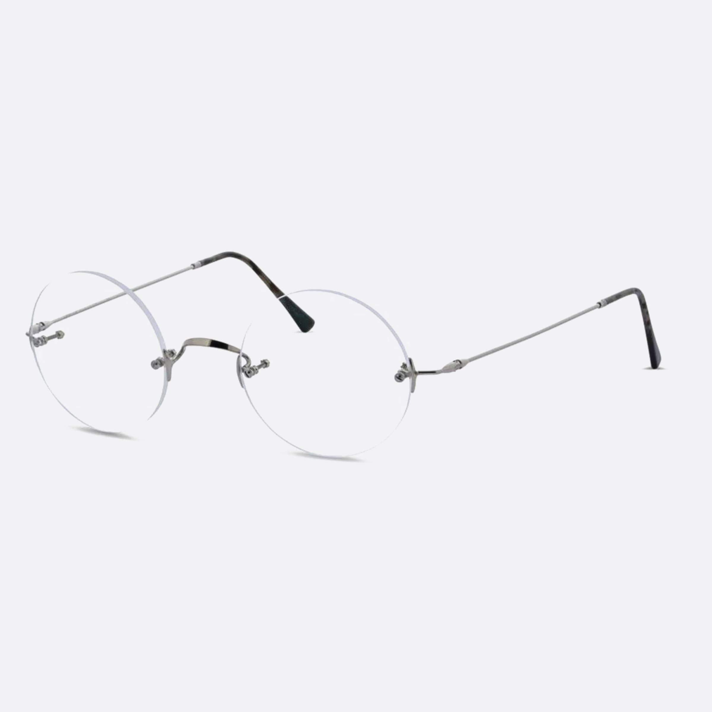 Lunor 44mm Classic Round Silver Round Unisex Eyeglasses - Side View