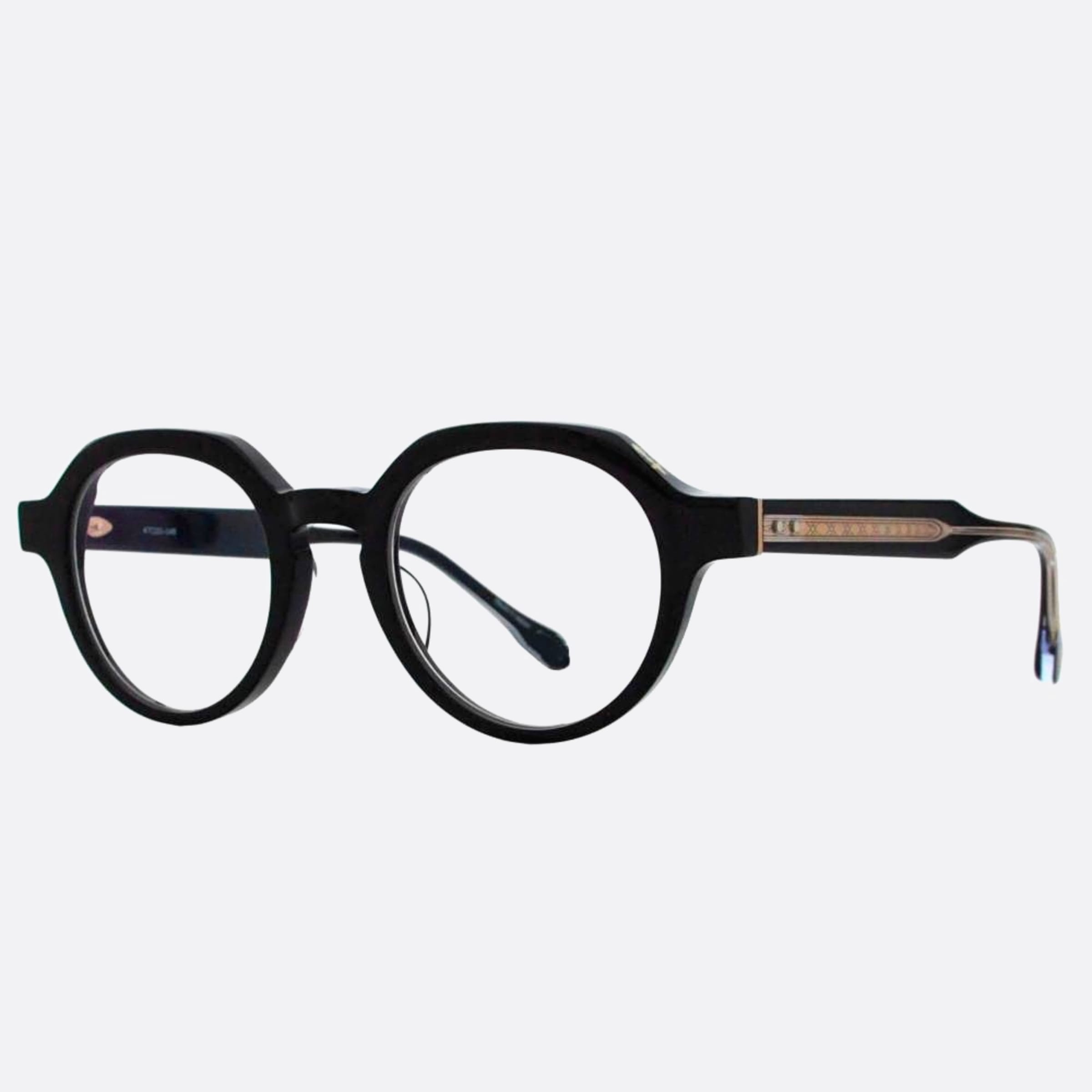 Matsuda 47mm M1032 Blk Black Round Unisex Eyeglasses - Side View
