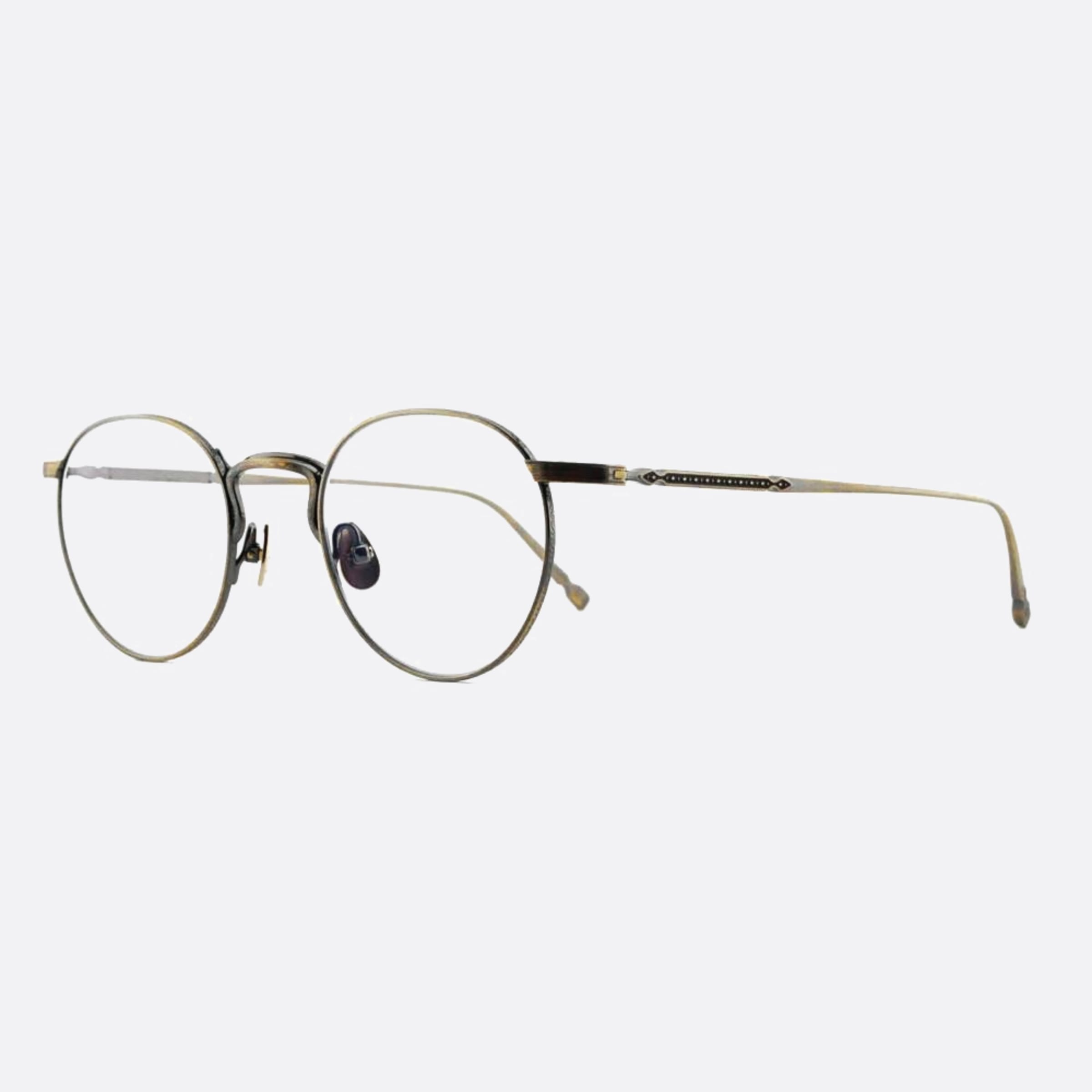 Matsuda 47mm M3140 Gold Round Men Eyeglasses - Side View