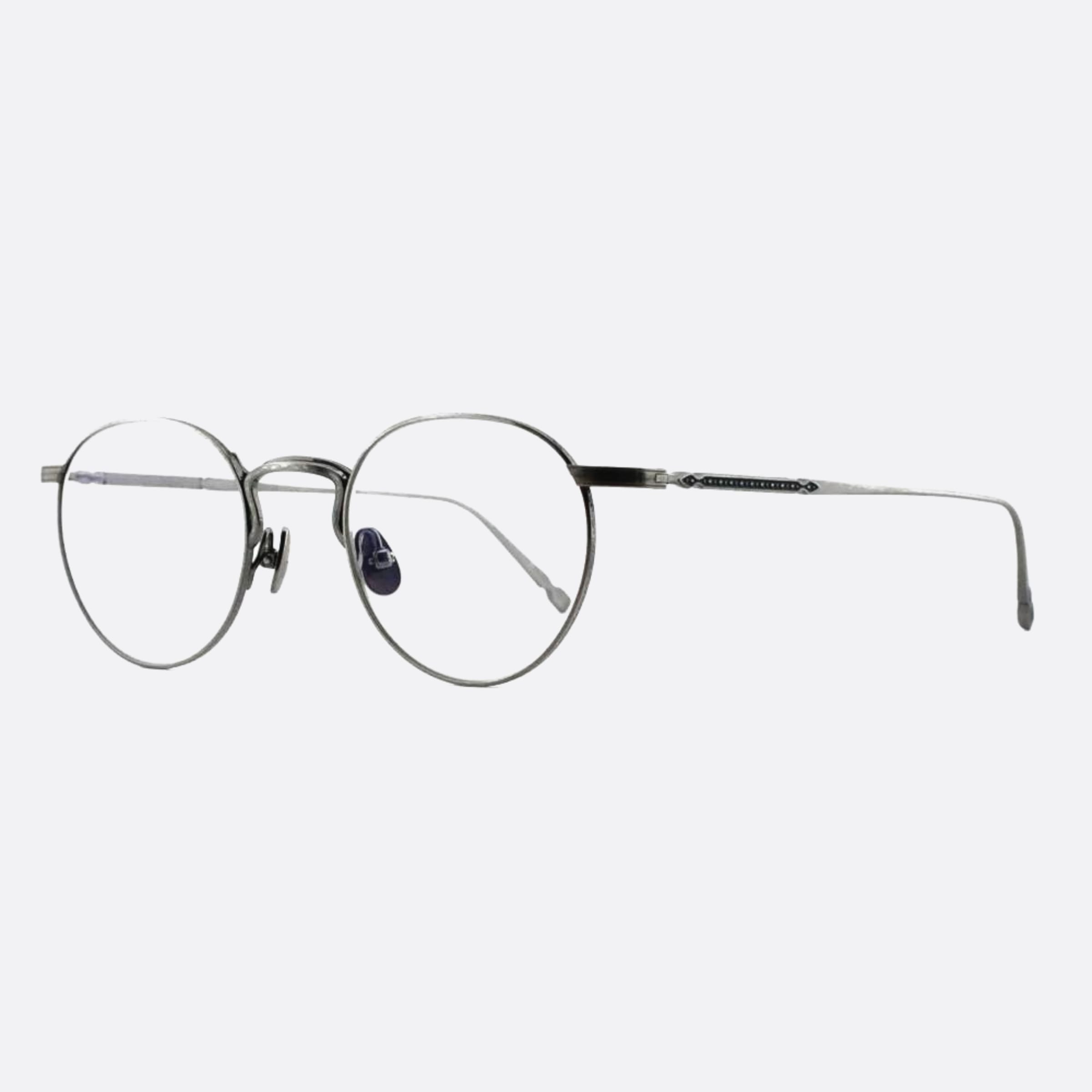 Matsuda 47mm M3140 Silver Round Men Eyeglasses - Side View