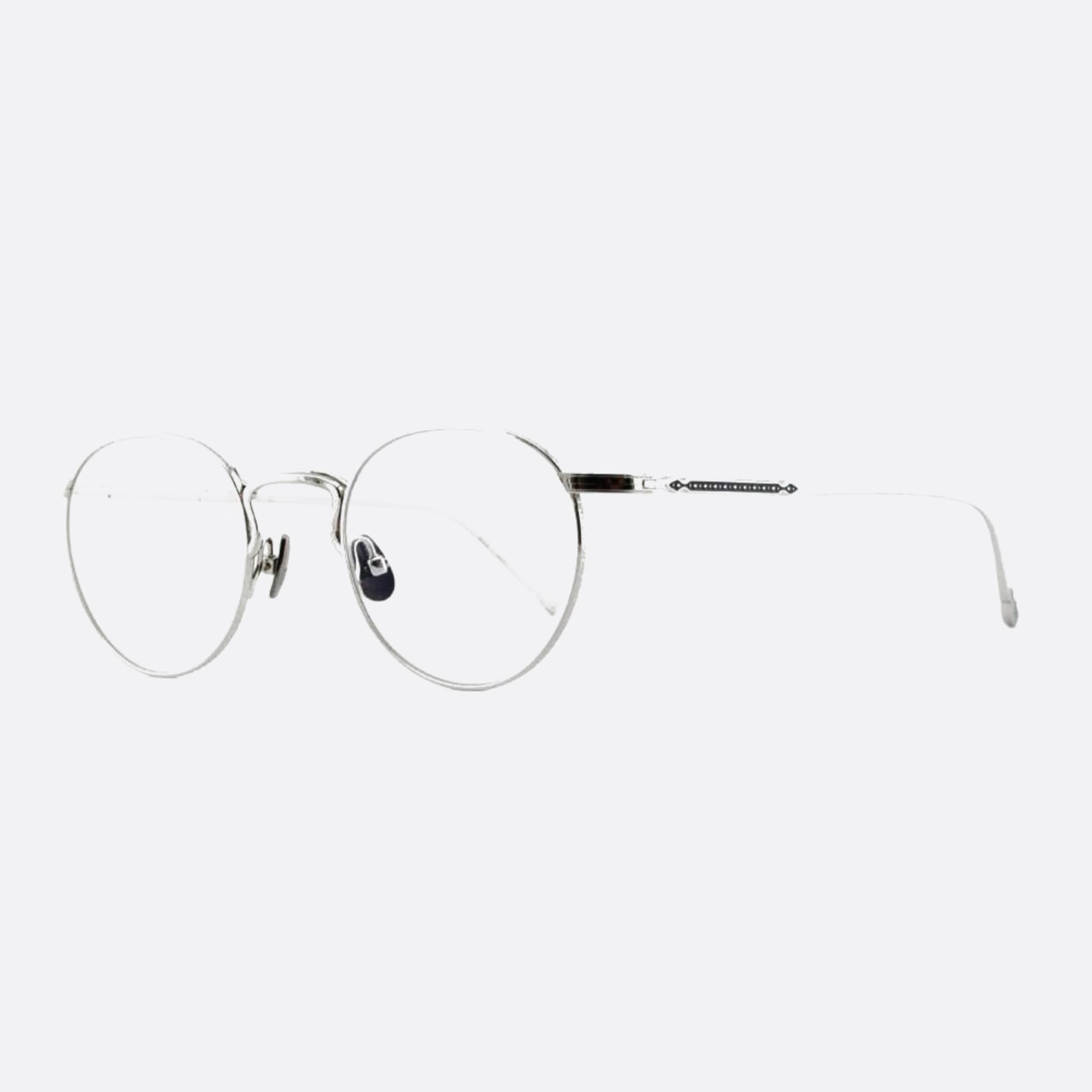 Matsuda 47mm M3140 Silver Round Men Eyeglasses - Side View