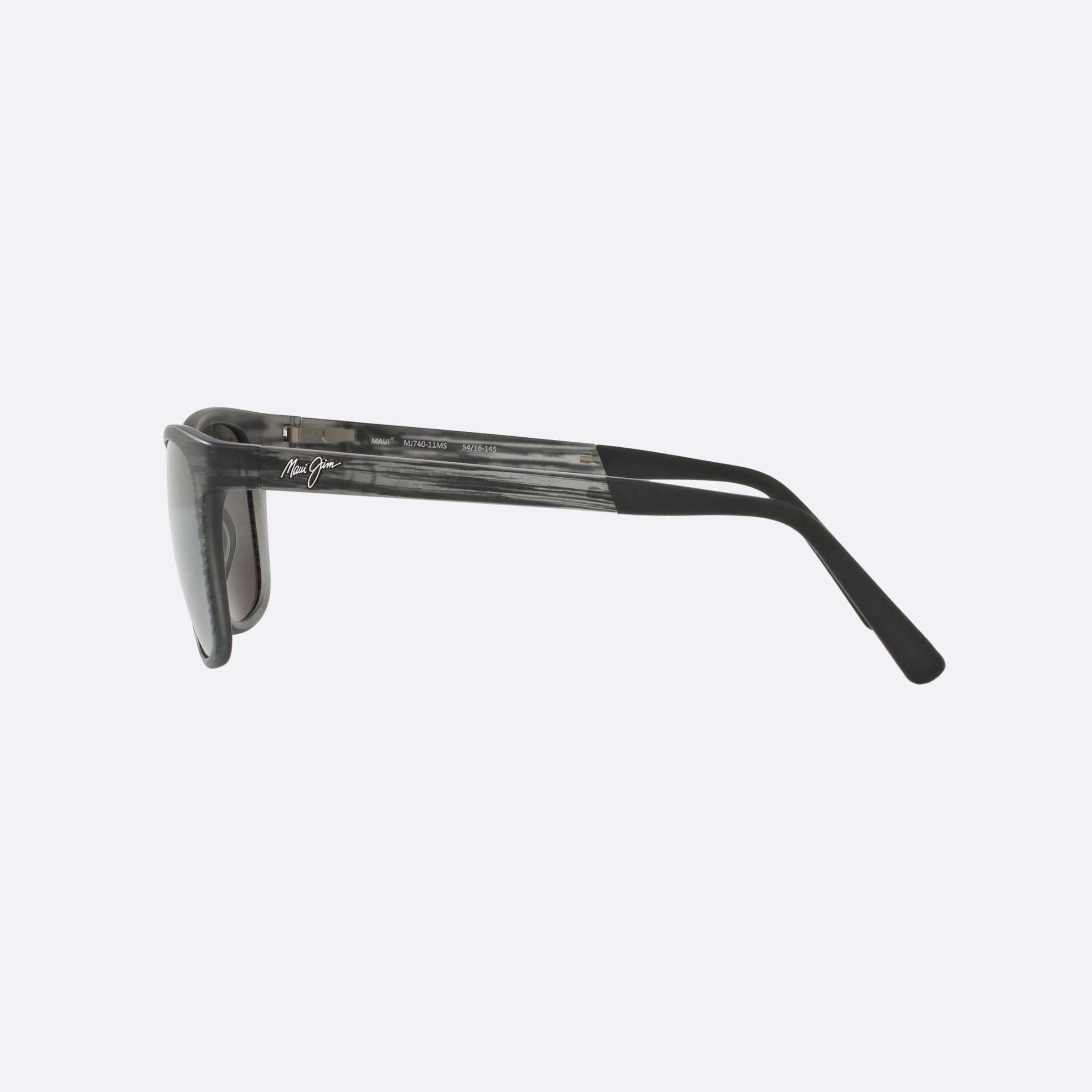 Maui 53mm Jim Tail Slide Gray Rectangular Polarized Unisex Sunglasses - Detail View