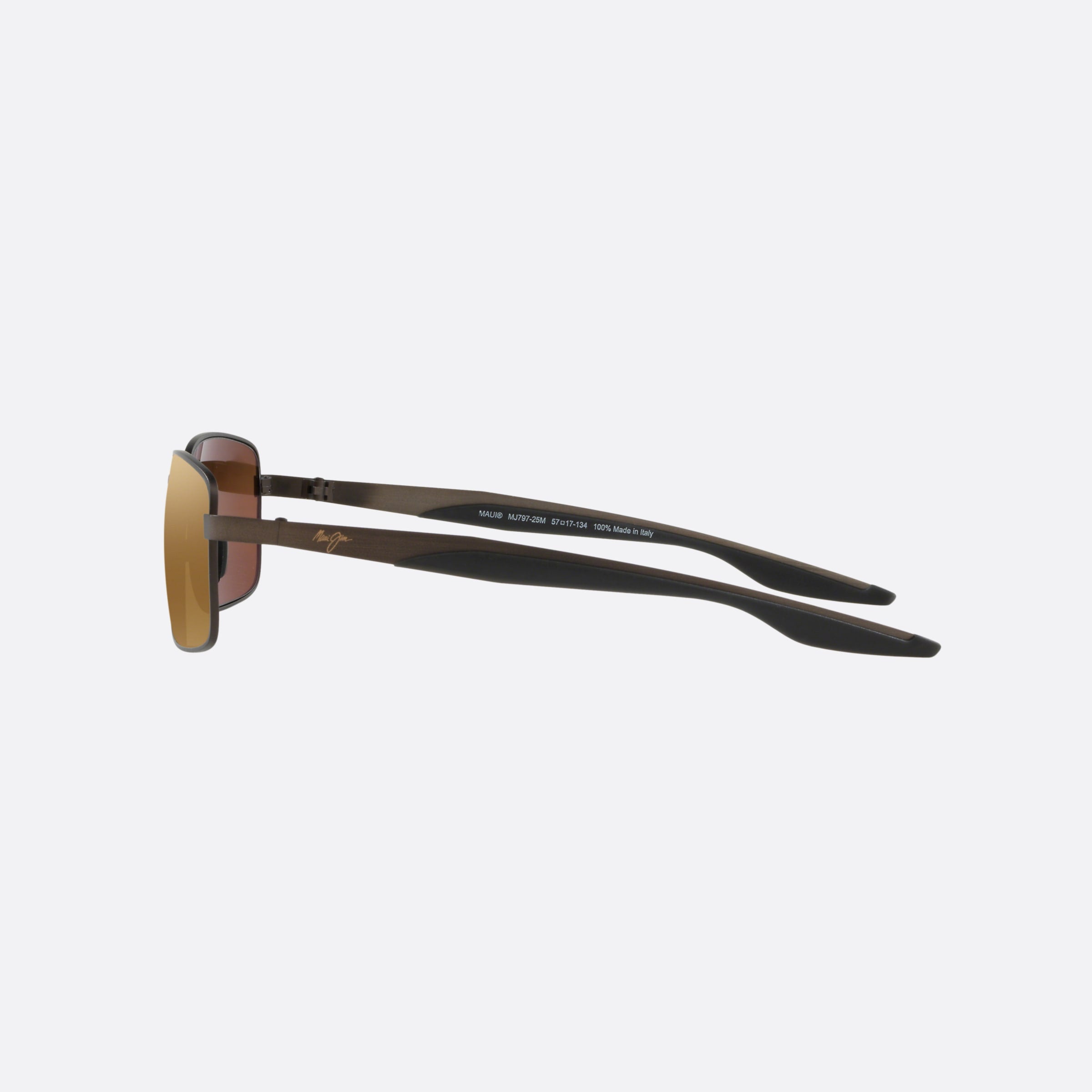 Maui 57mm Jim Shoal Brown Rectangular Polarized Men Sunglasses - Detail View
